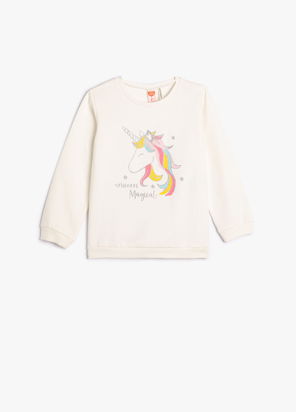 KOTON світшот єдиноріг айворі кежуал трикотаж, бавовна