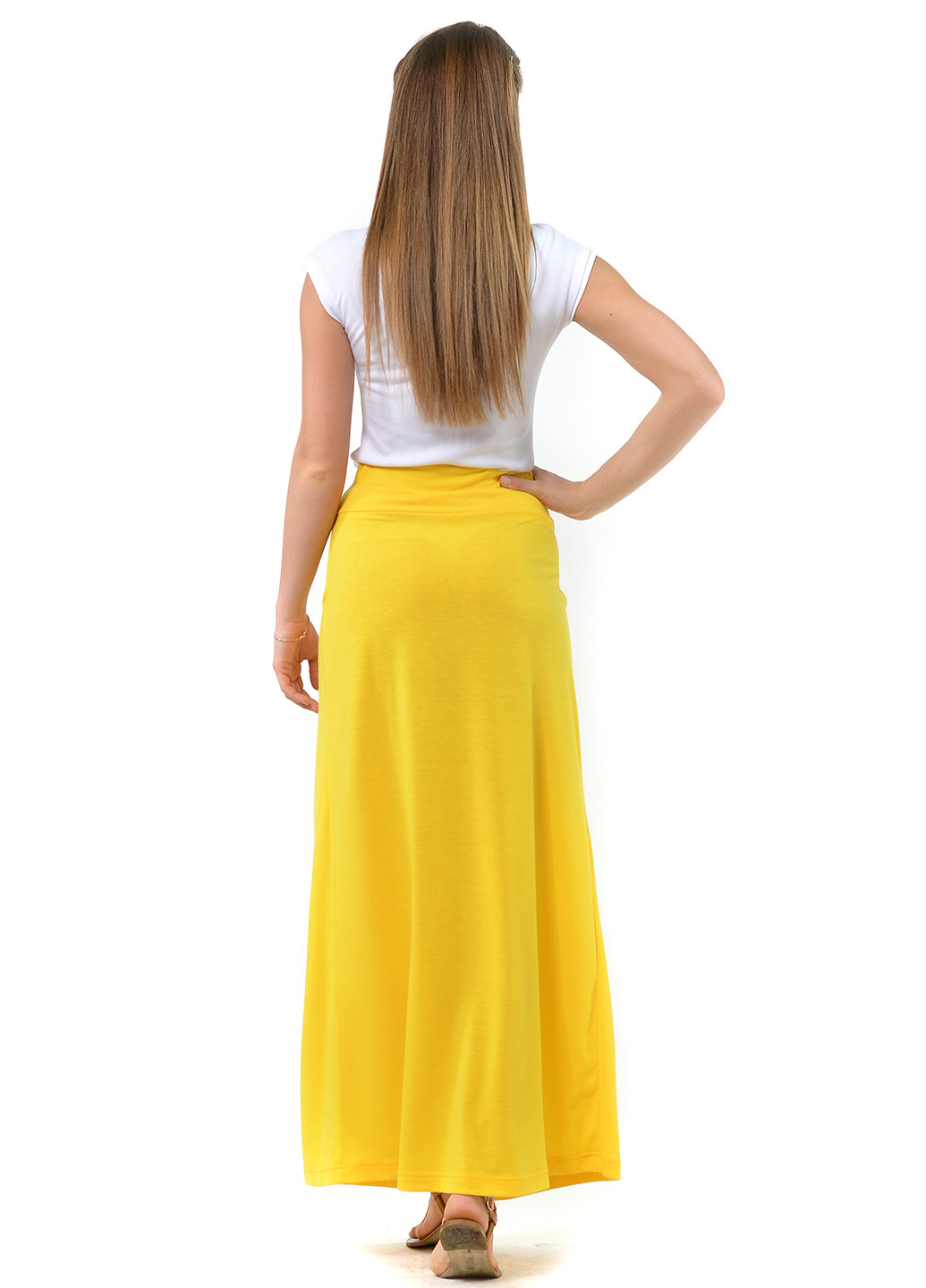 Желтая кэжуал однотонная юбка Lada Lucci а-силуэта (трапеция)