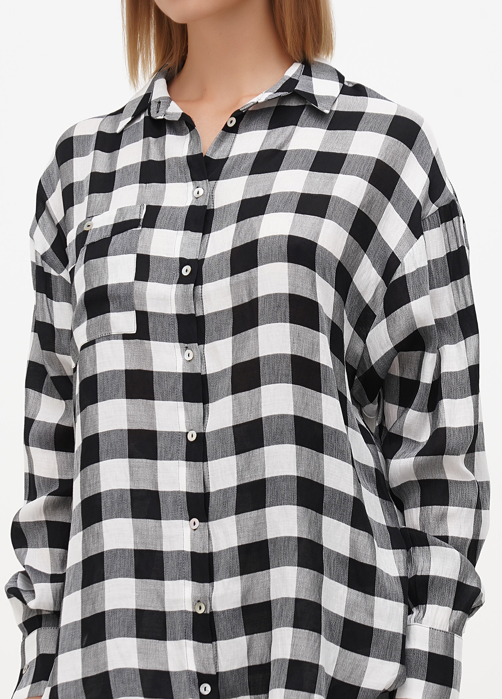 Черно-белая кэжуал рубашка в клетку Casalini