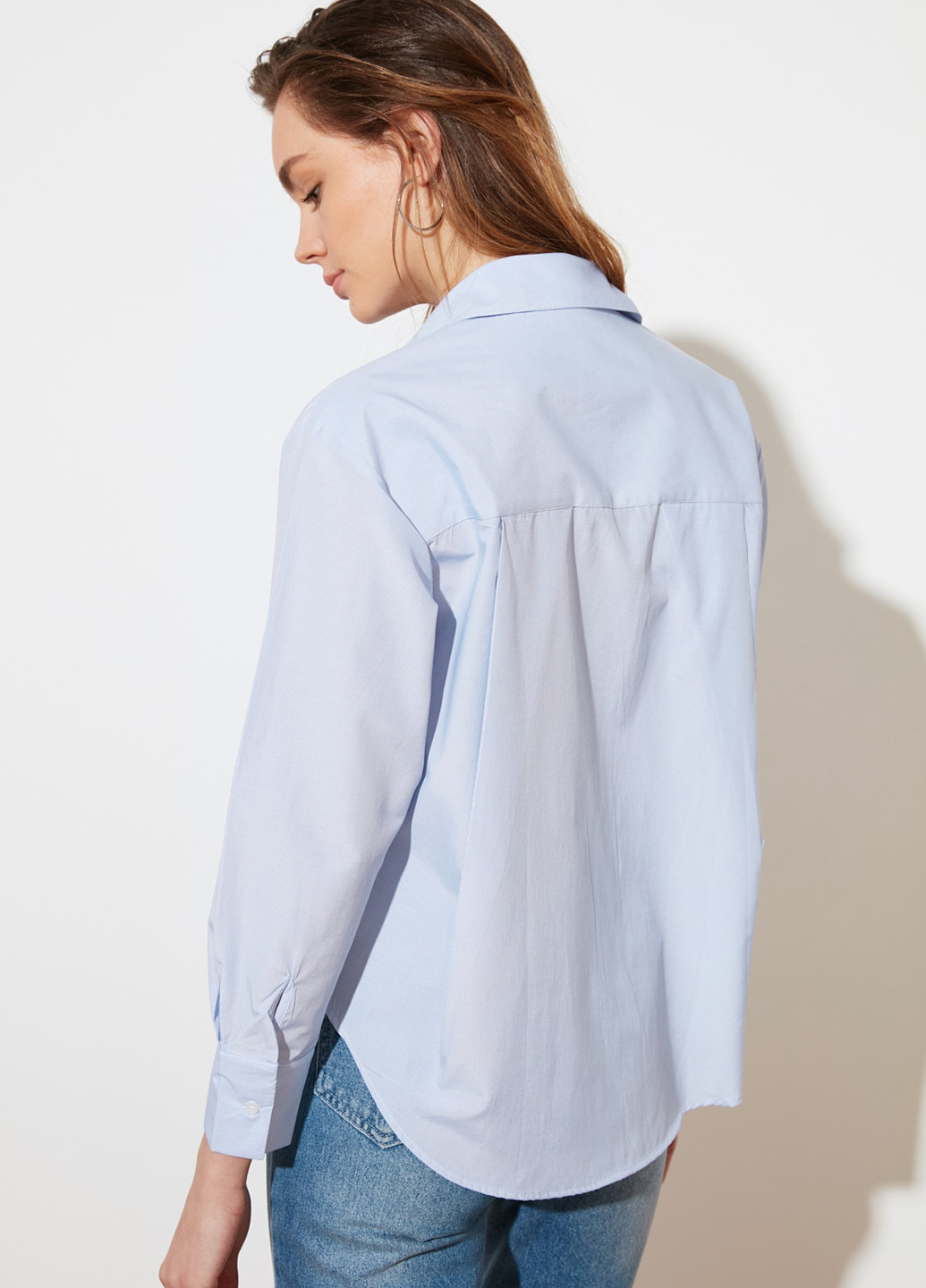 Светло-розовая кэжуал рубашка однотонная Trendyol