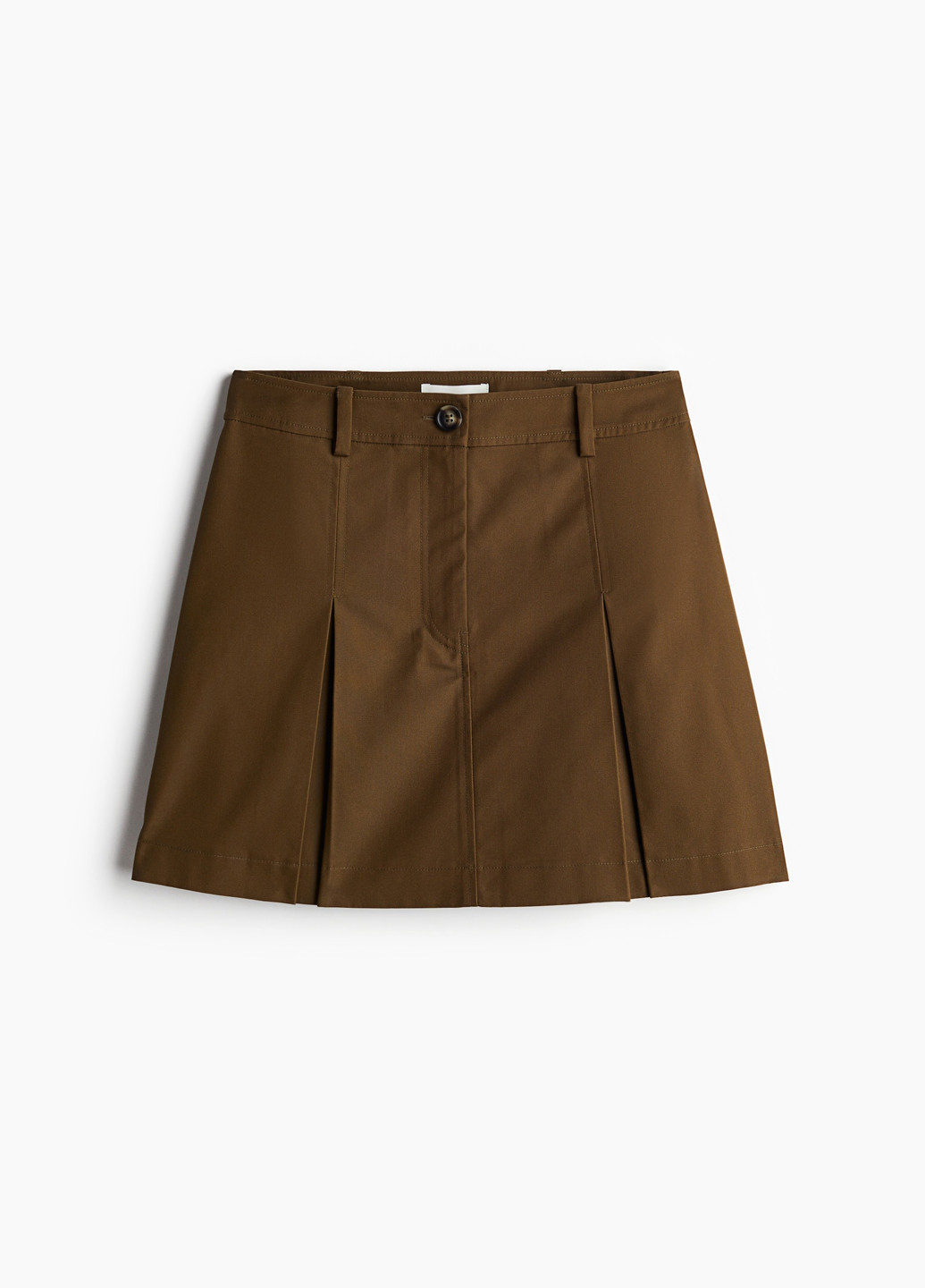 Коричневая офисная, кэжуал однотонная юбка H&M а-силуэта (трапеция)