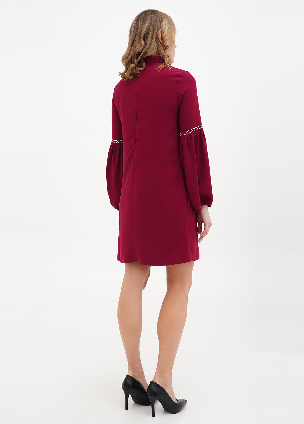 Бордовое кэжуал платье Sassofono однотонное
