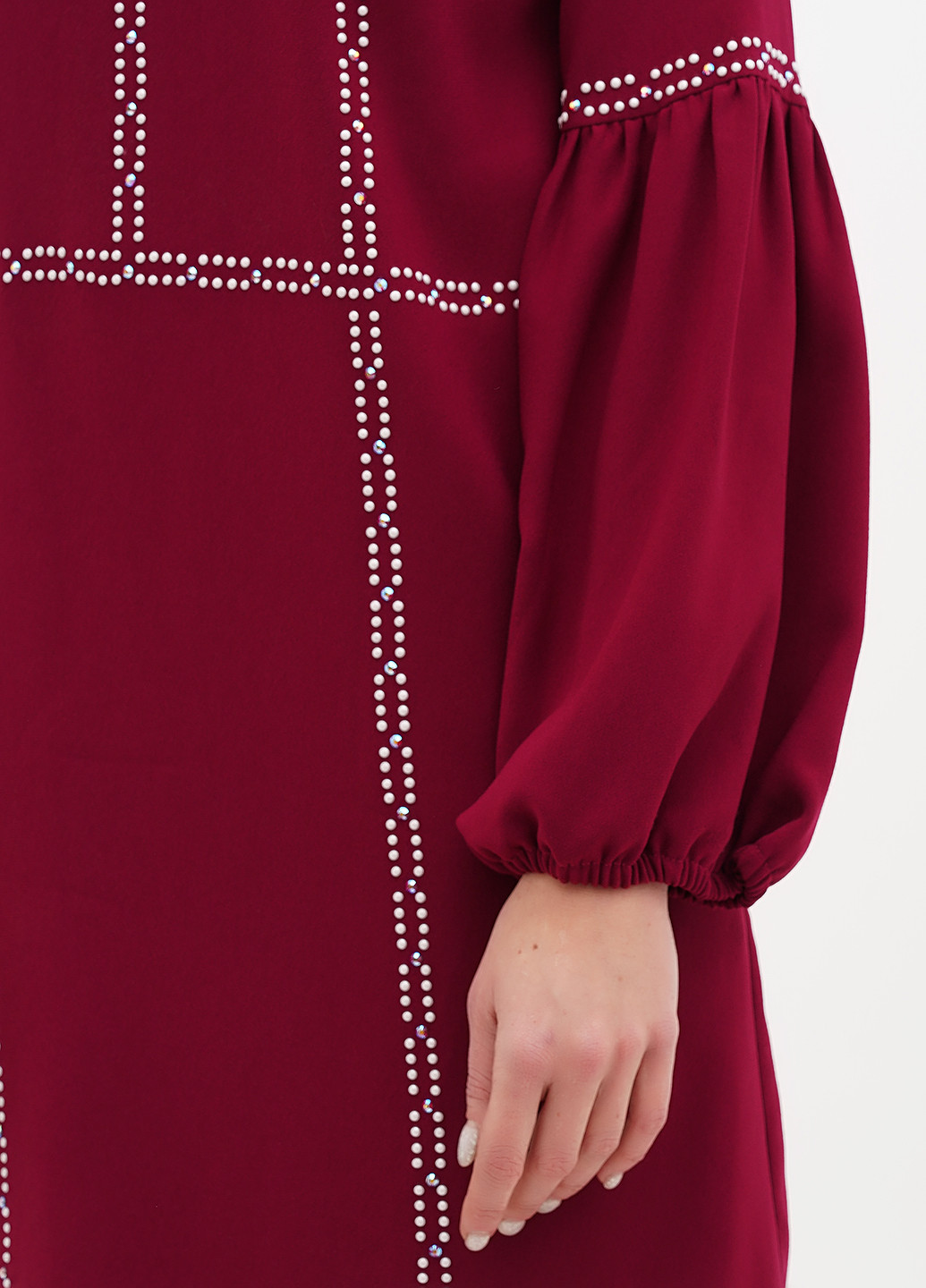 Бордовое кэжуал платье Sassofono однотонное