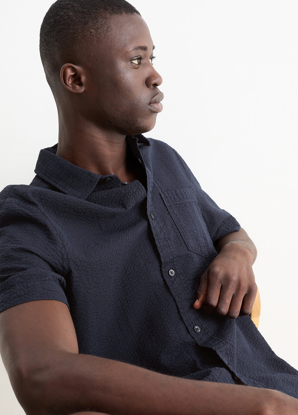 Темно-синяя кэжуал рубашка однотонная C&A