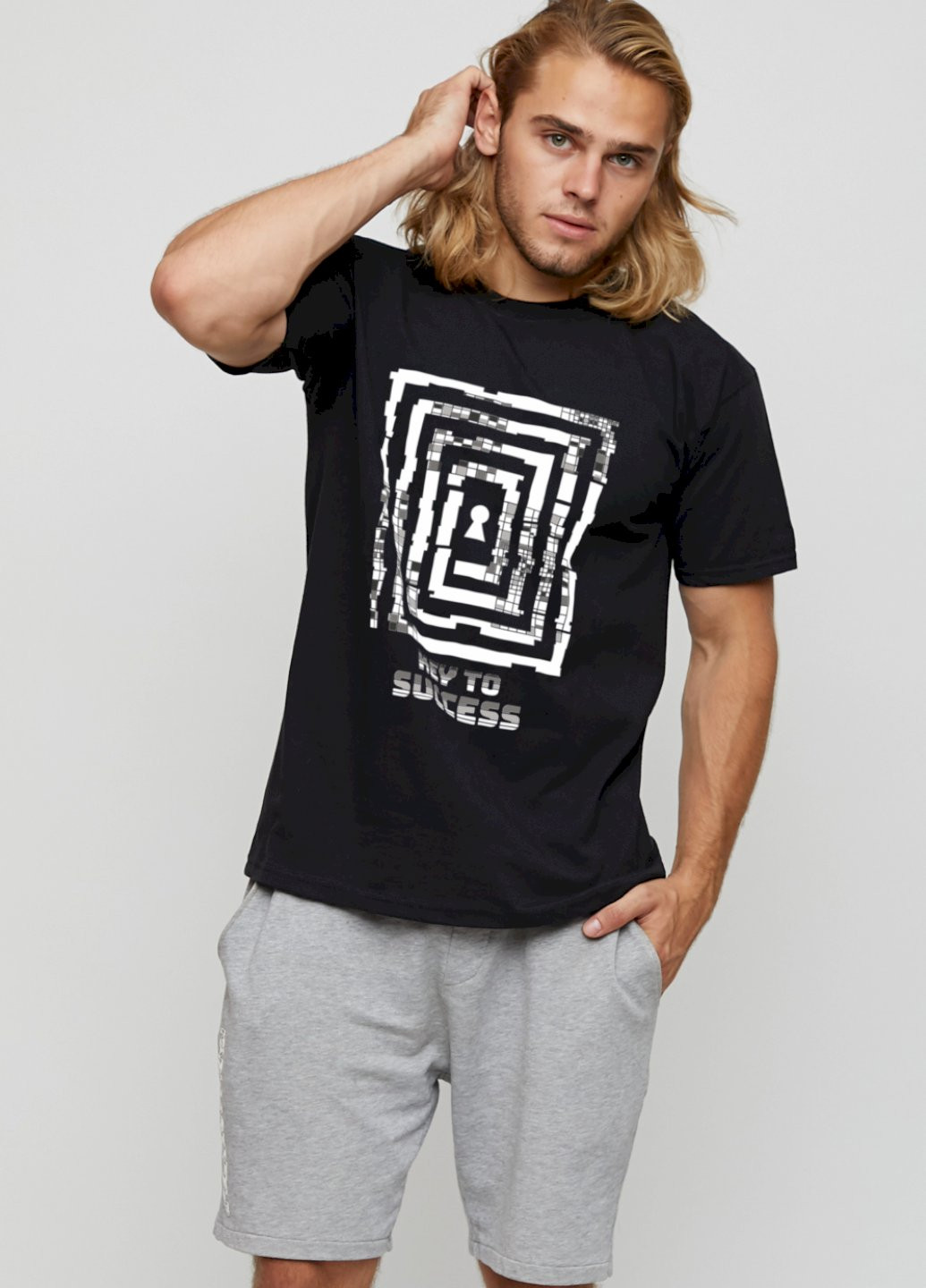 Черная футболка мужская basic /air print/ YAPPI