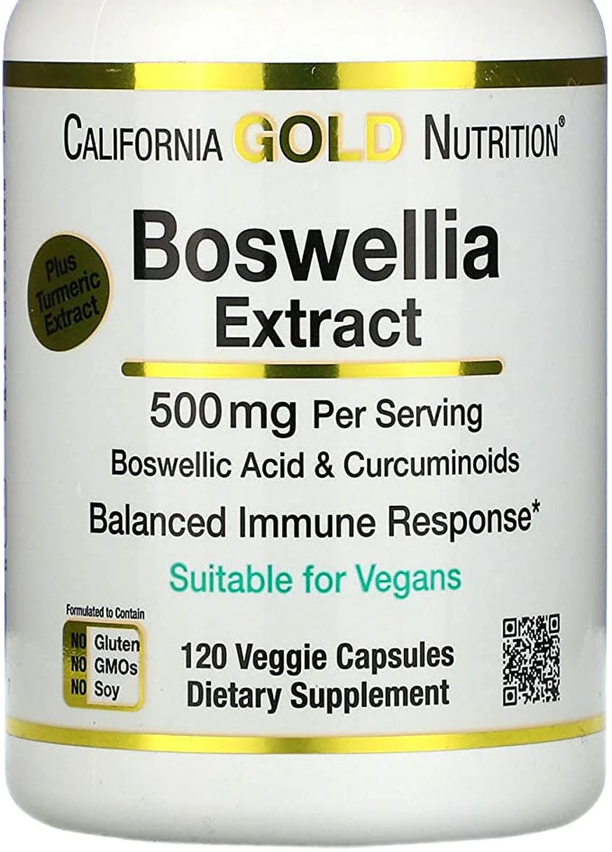 Boswellia Extract, Plus Turmeric Extract, 250 mg, 120 Veggie Capsules California Gold Nutrition (254344527)