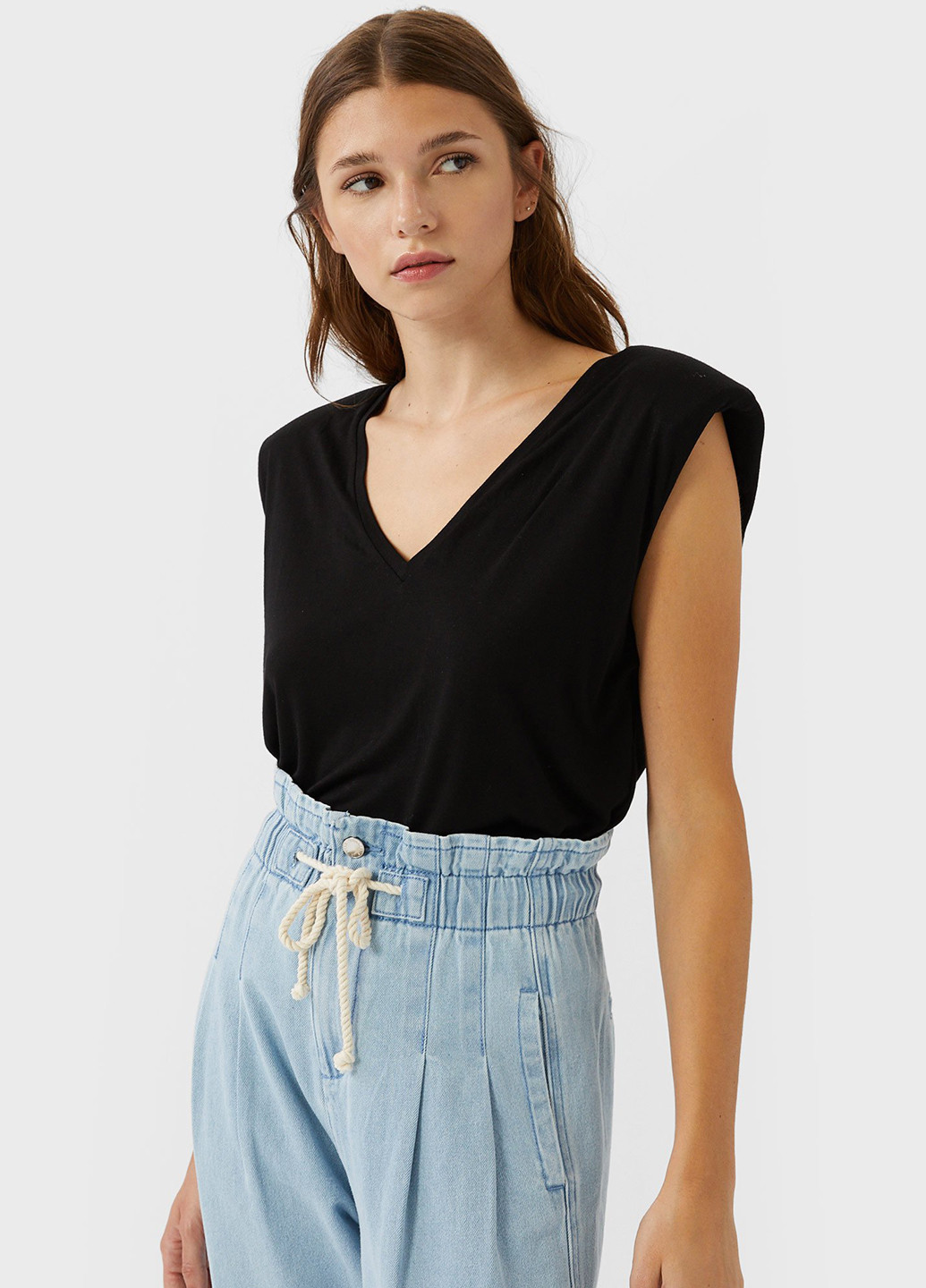 Чорна блуза Stradivarius