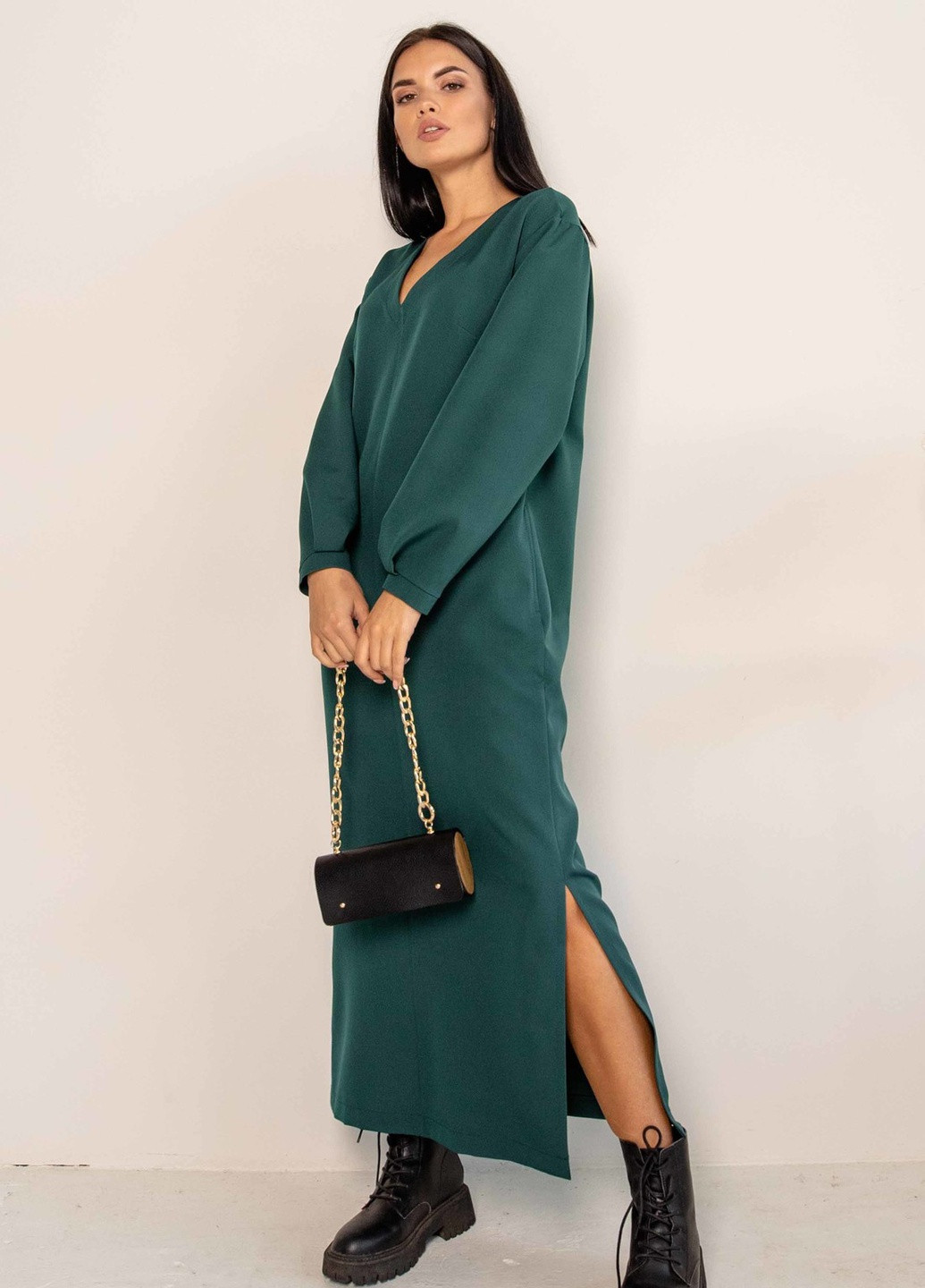 Зеленое кэжуал платье Ри Мари однотонное