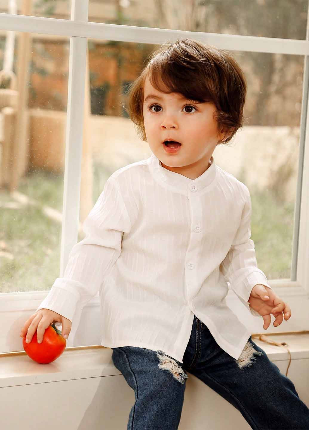 Белая кэжуал рубашка однотонная SHEIN