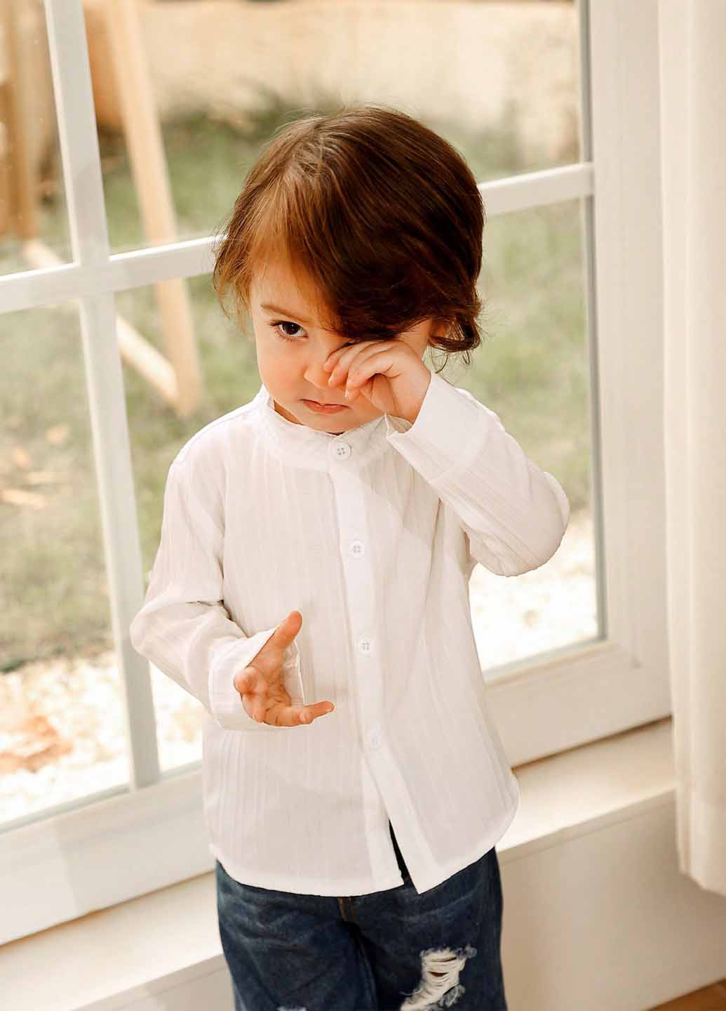 Белая кэжуал рубашка однотонная SHEIN