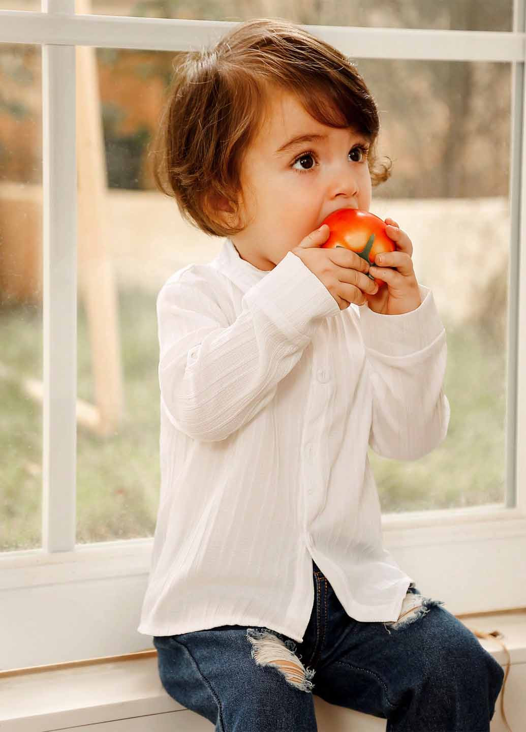 Белая кэжуал рубашка однотонная SHEIN