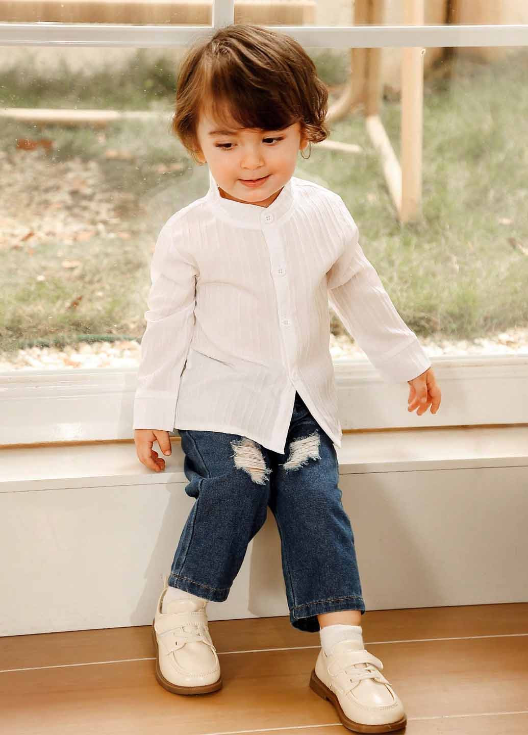 Белая кэжуал рубашка однотонная SHEIN