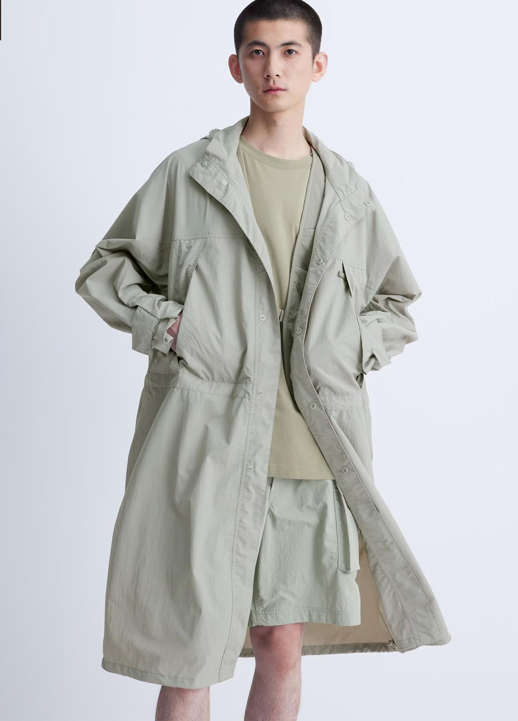 Сіре демісезонне Пальто однобортне Uniqlo