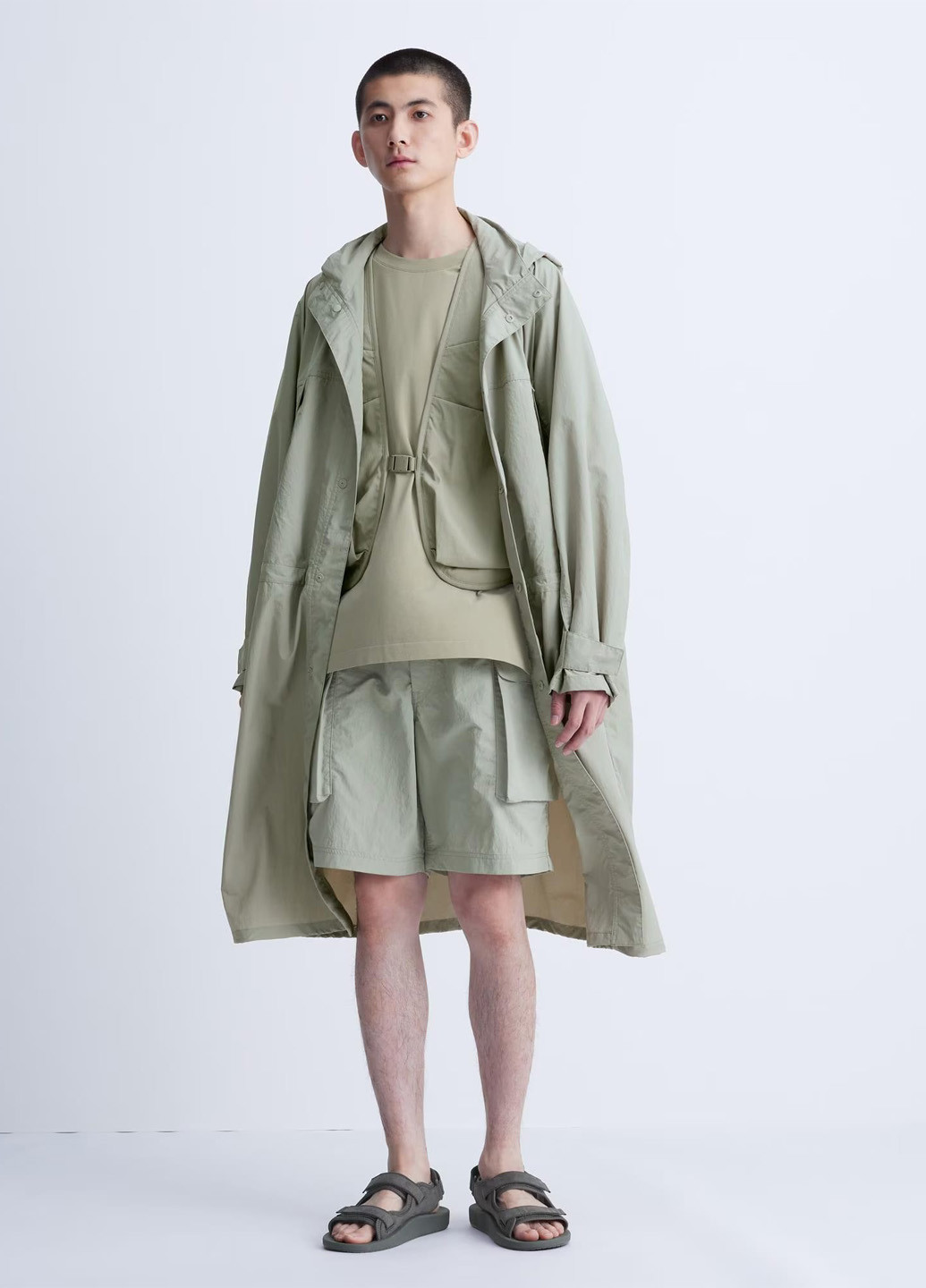 Сіре демісезонне Пальто однобортне Uniqlo