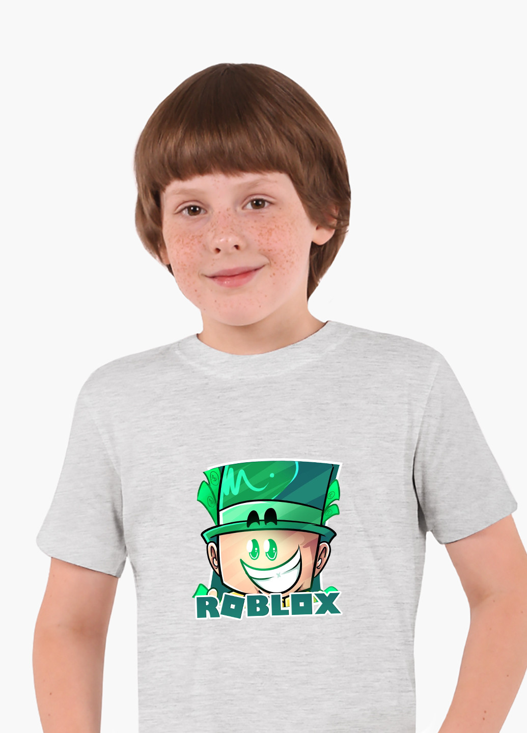 Светло-серая демисезонная футболка детская роблокс (roblox)(9224-1226) MobiPrint