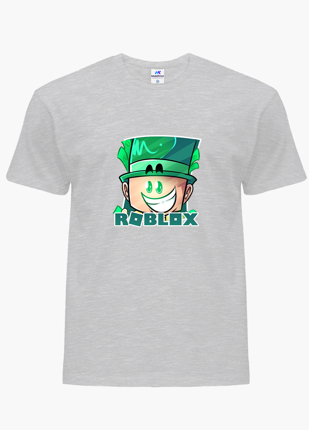 Светло-серая демисезонная футболка детская роблокс (roblox)(9224-1226) MobiPrint