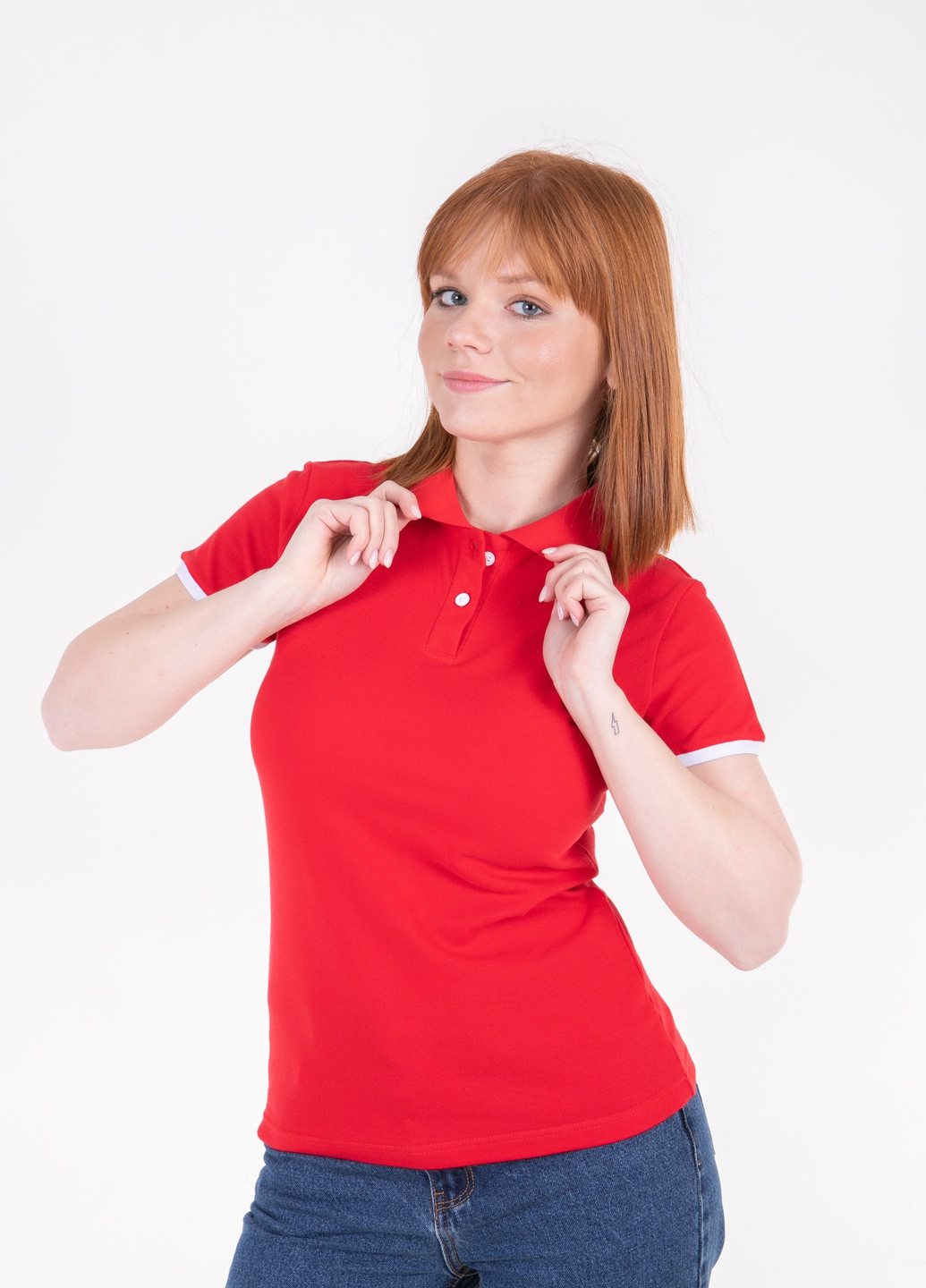Красная женская футболка-футболка поло женская TvoePolo однотонная
