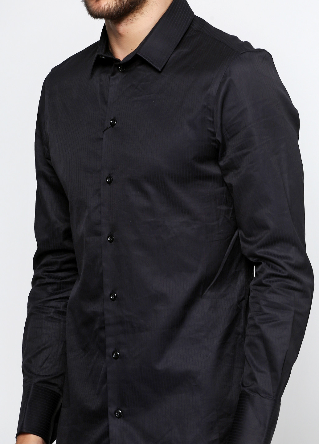 Черная кэжуал рубашка однотонная Emporio Armani