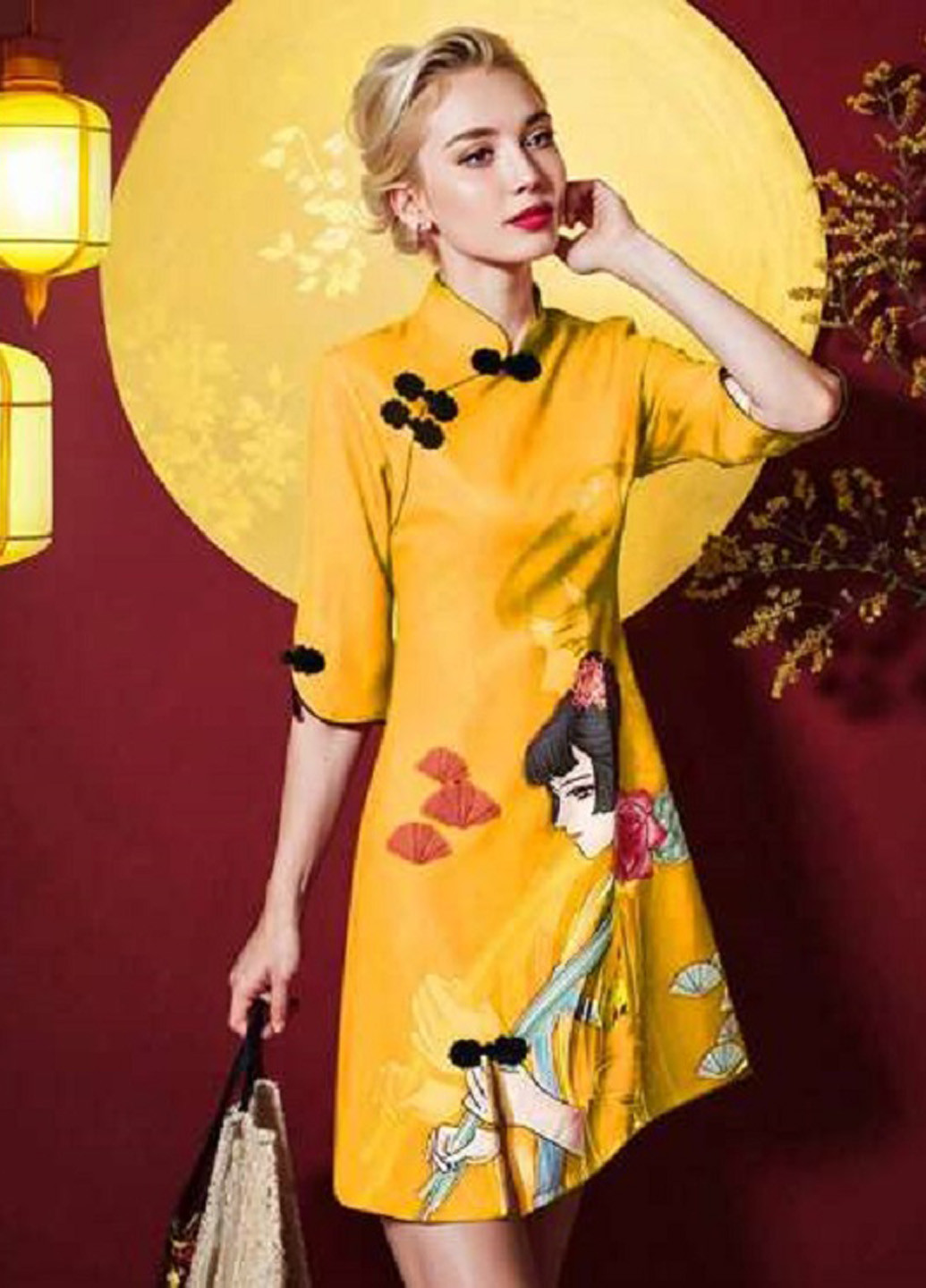 Жовтий кежуал сукня а-силует SHEIN з малюнком