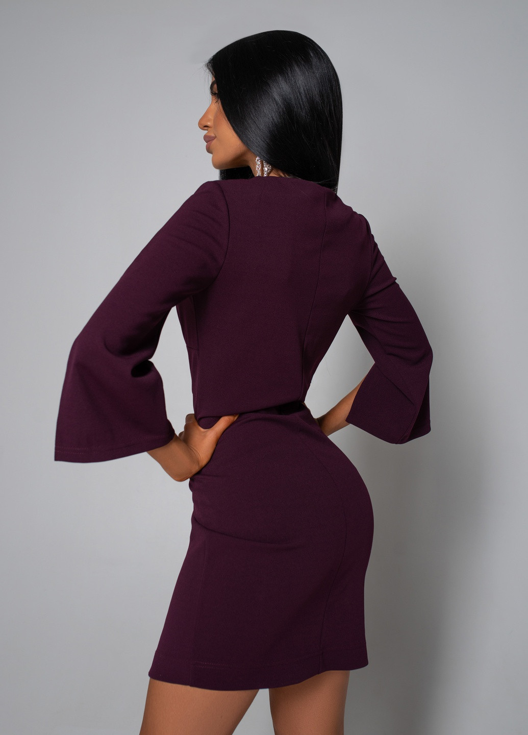 Бордова ділова ніжна та дуже жіночна модель міні-сукні з бездоганним кроєм Jadone Fashion