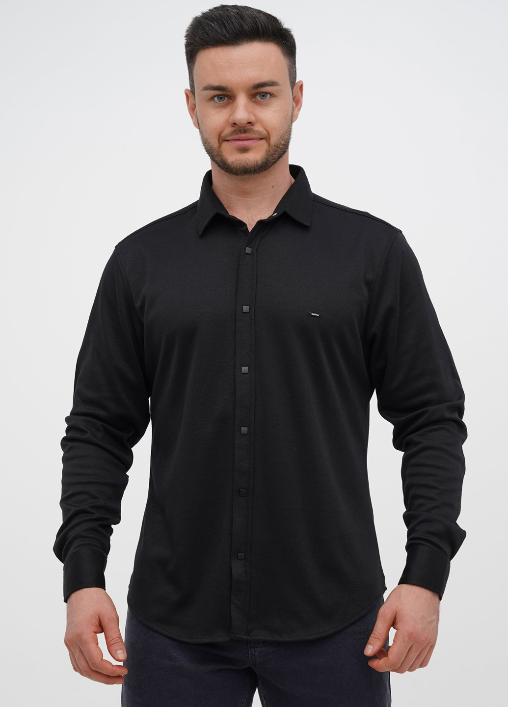 Черная кэжуал рубашка однотонная Trend Collection