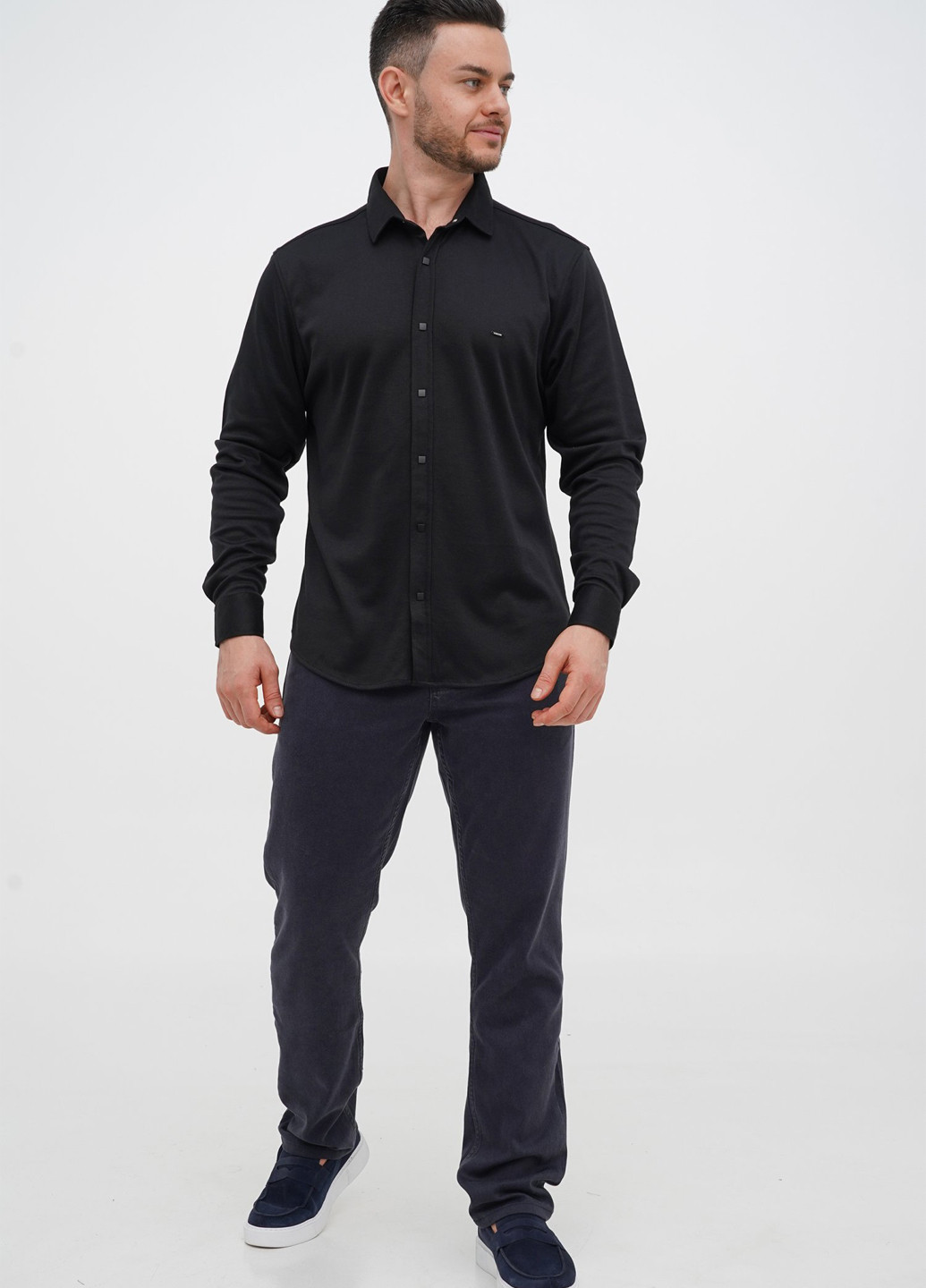 Черная кэжуал рубашка однотонная Trend Collection