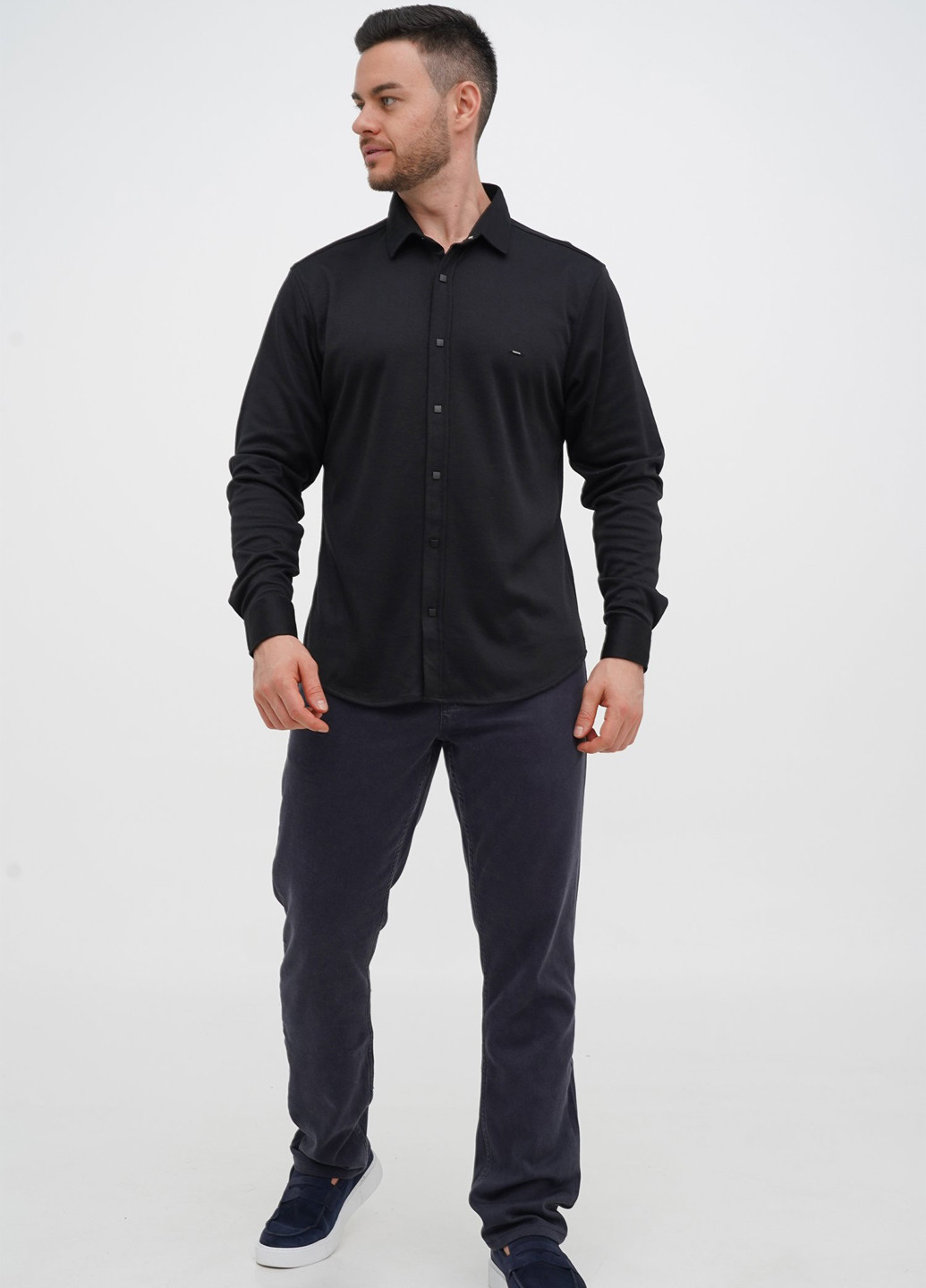 Черная кэжуал рубашка однотонная Trend Collection