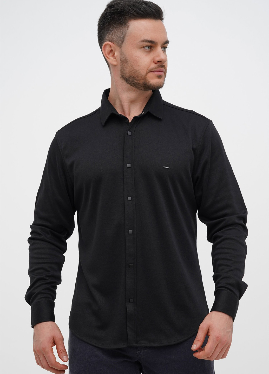 Черная кэжуал рубашка однотонная Trend Collection