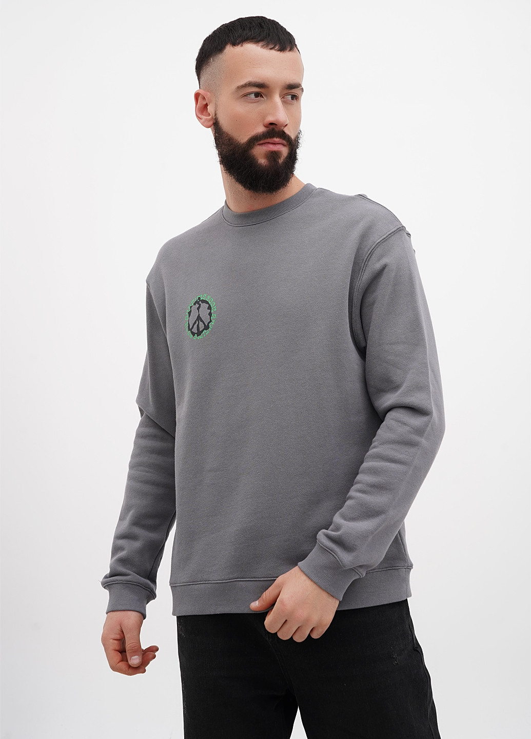 Сірий світшот H&M напис без декору (315732876)