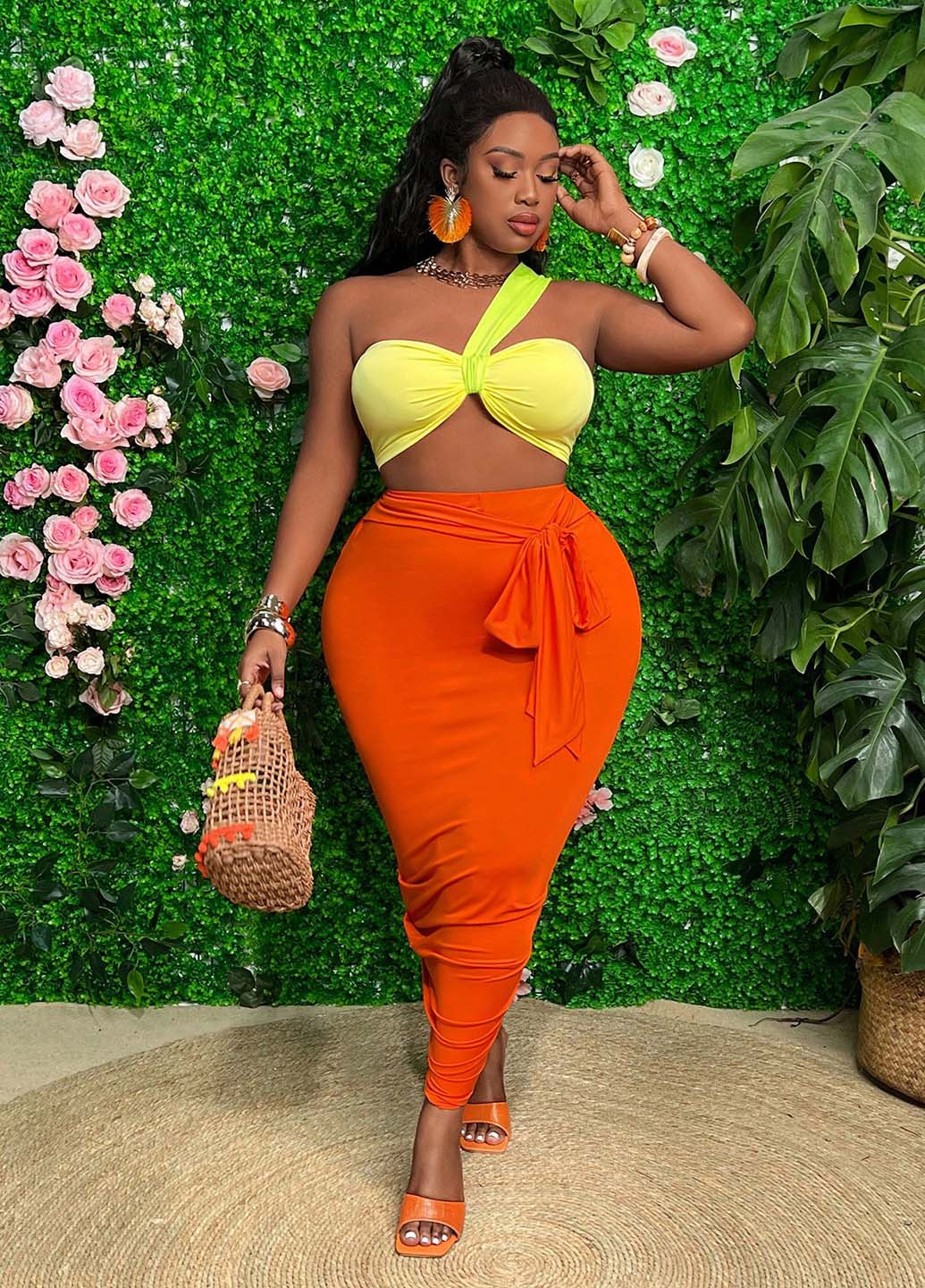 Комбінований літній комплект (топ, спідниця) SHEIN