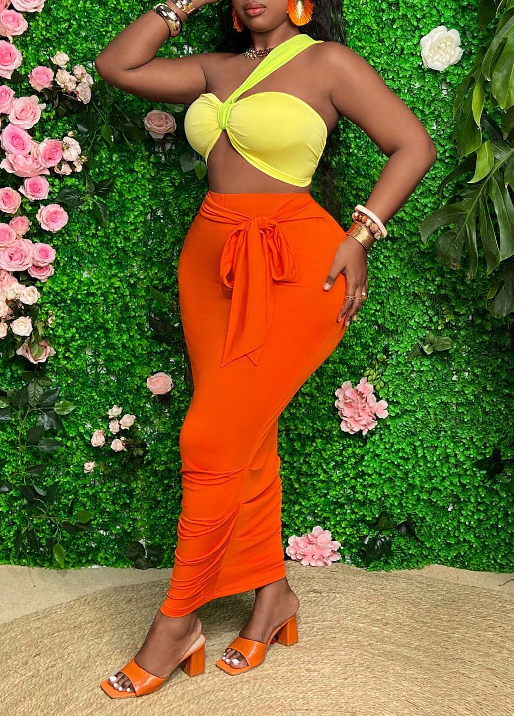 Комбінований літній комплект (топ, спідниця) SHEIN