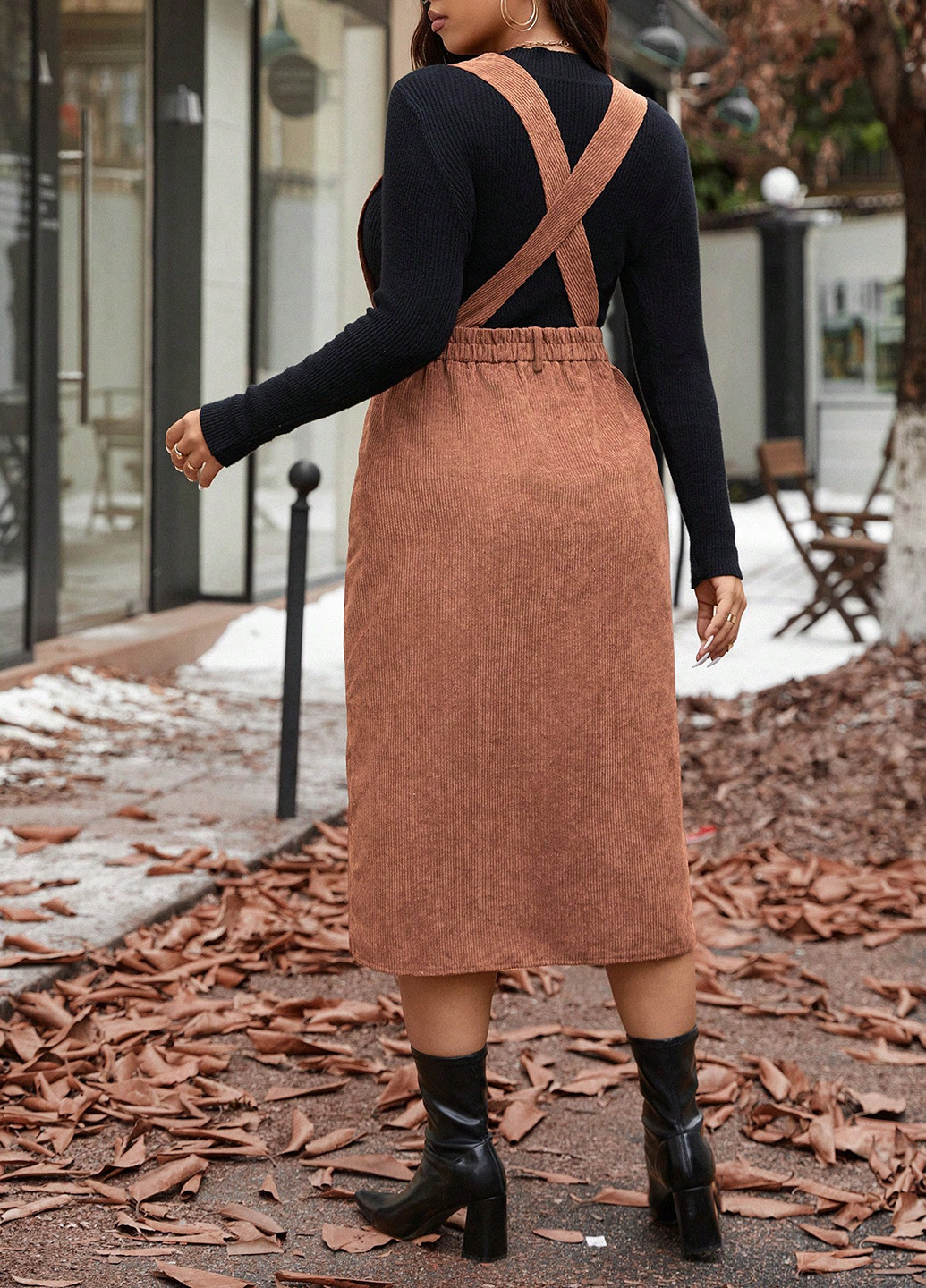 Світло-коричнева святковий, кежуал сукня а-силует, з відкритою спиною SHEIN однотонна