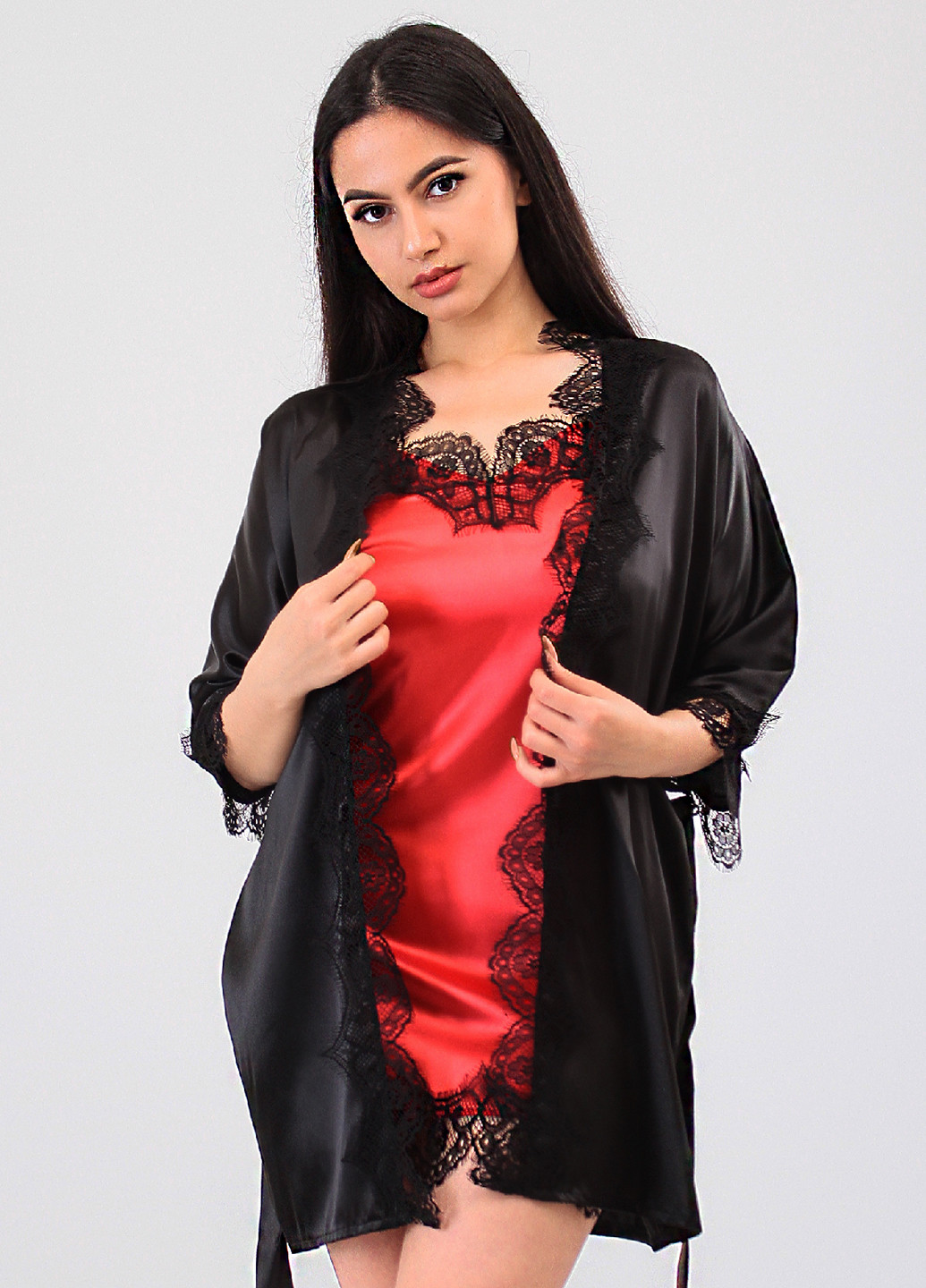 Комбинированный демисезонный комплект (ночная рубашка, халат) Ghazel