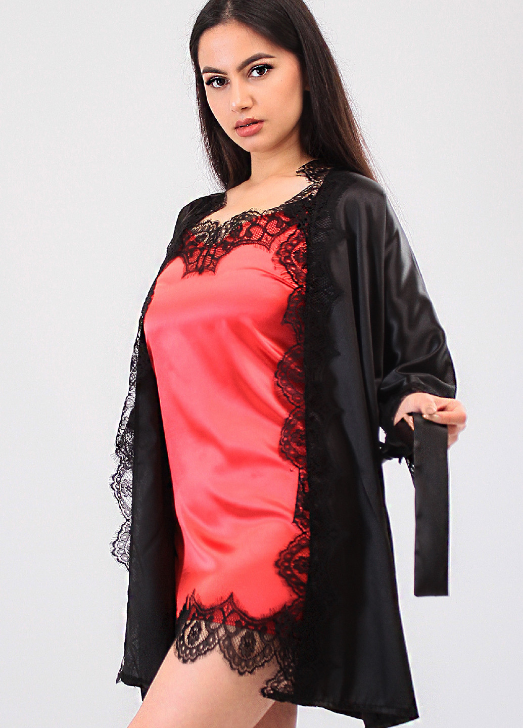 Комбинированный демисезонный комплект (ночная рубашка, халат) Ghazel