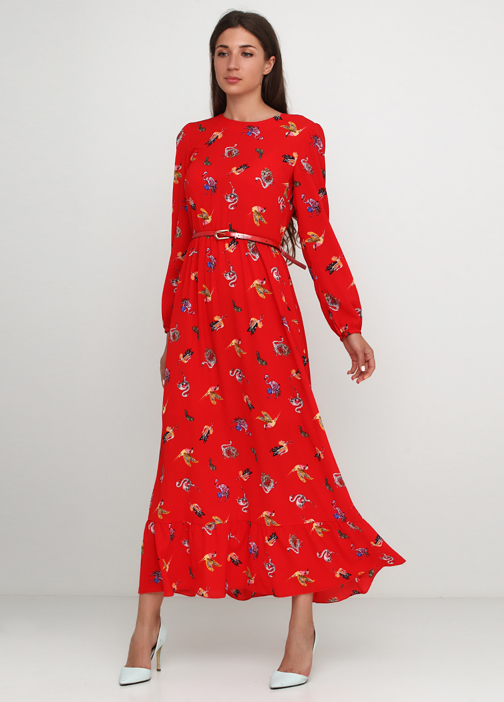 Красное кэжуал платье Ruta-S с цветочным принтом