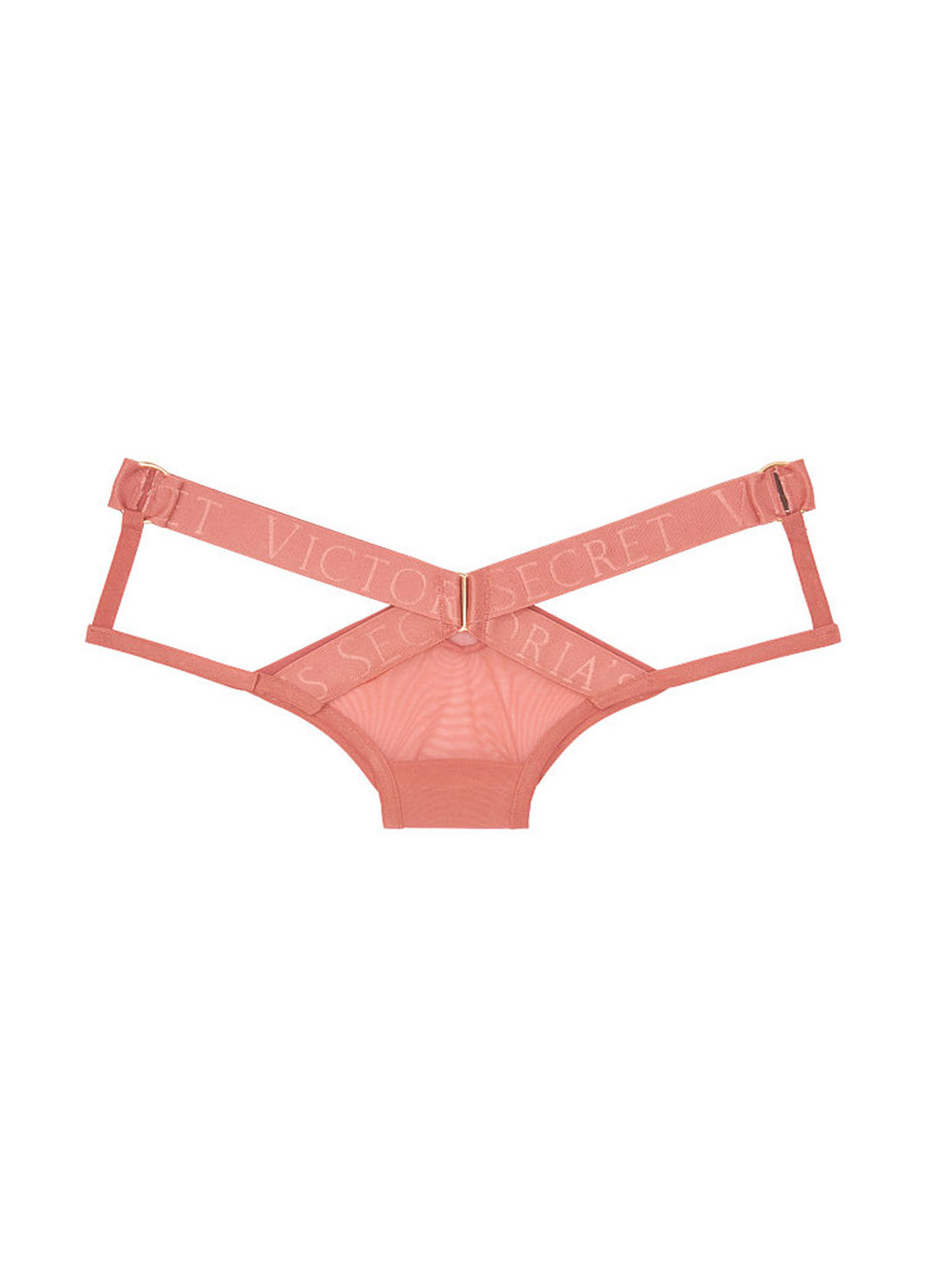 Труси Victoria's Secret стрінги логотипи рожево-коричневі повсякденні поліамід