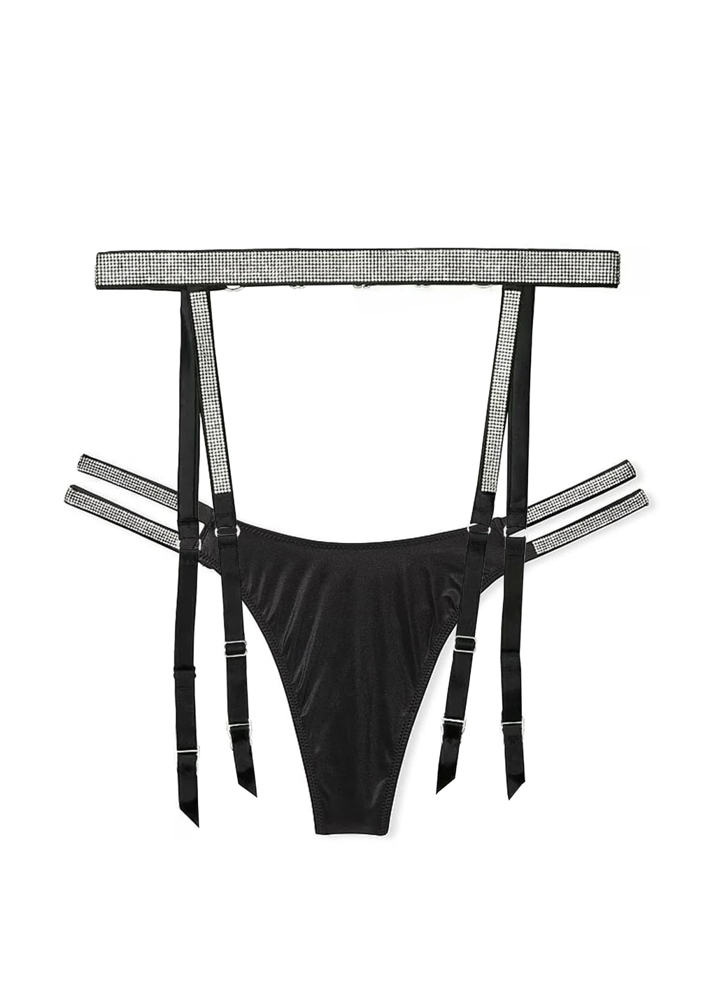 Черный демисезонный комплект (трусики, пояс для чулок) Victoria's Secret