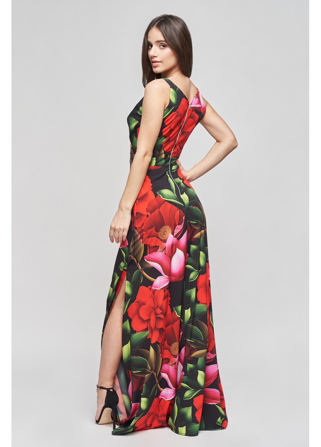 Комбинированное коктейльное платье амели на запах, с открытыми плечами, клеш BYURSE с цветочным принтом