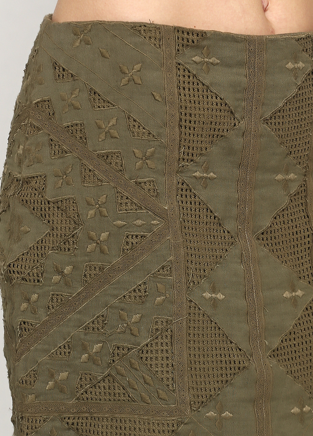 Оливковая (хаки) кэжуал однотонная юбка Massimo Dutti карандаш