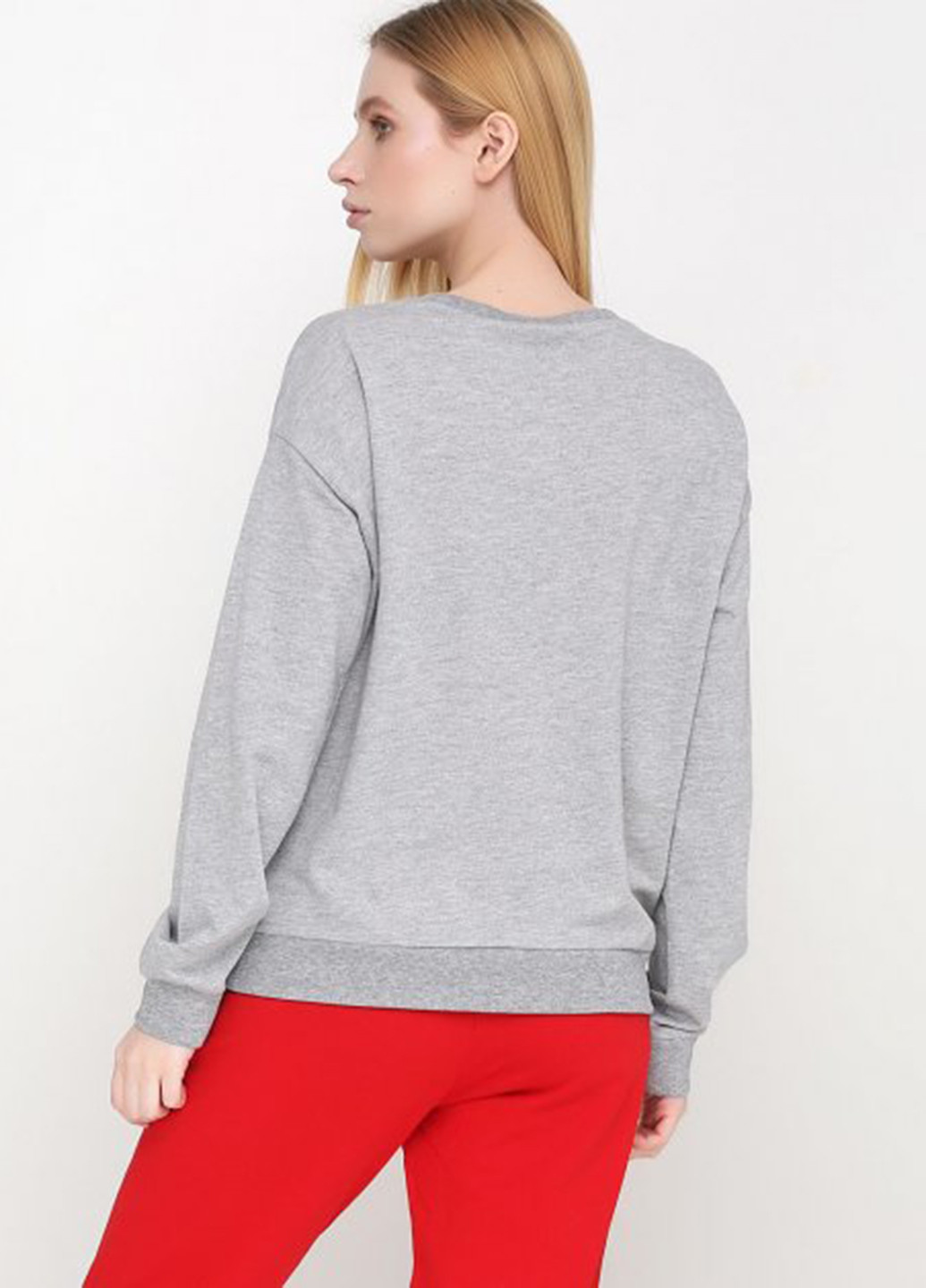 Свитшот H&M - Свободный крой надпись светло-серый кэжуал шерсть - (251913857)