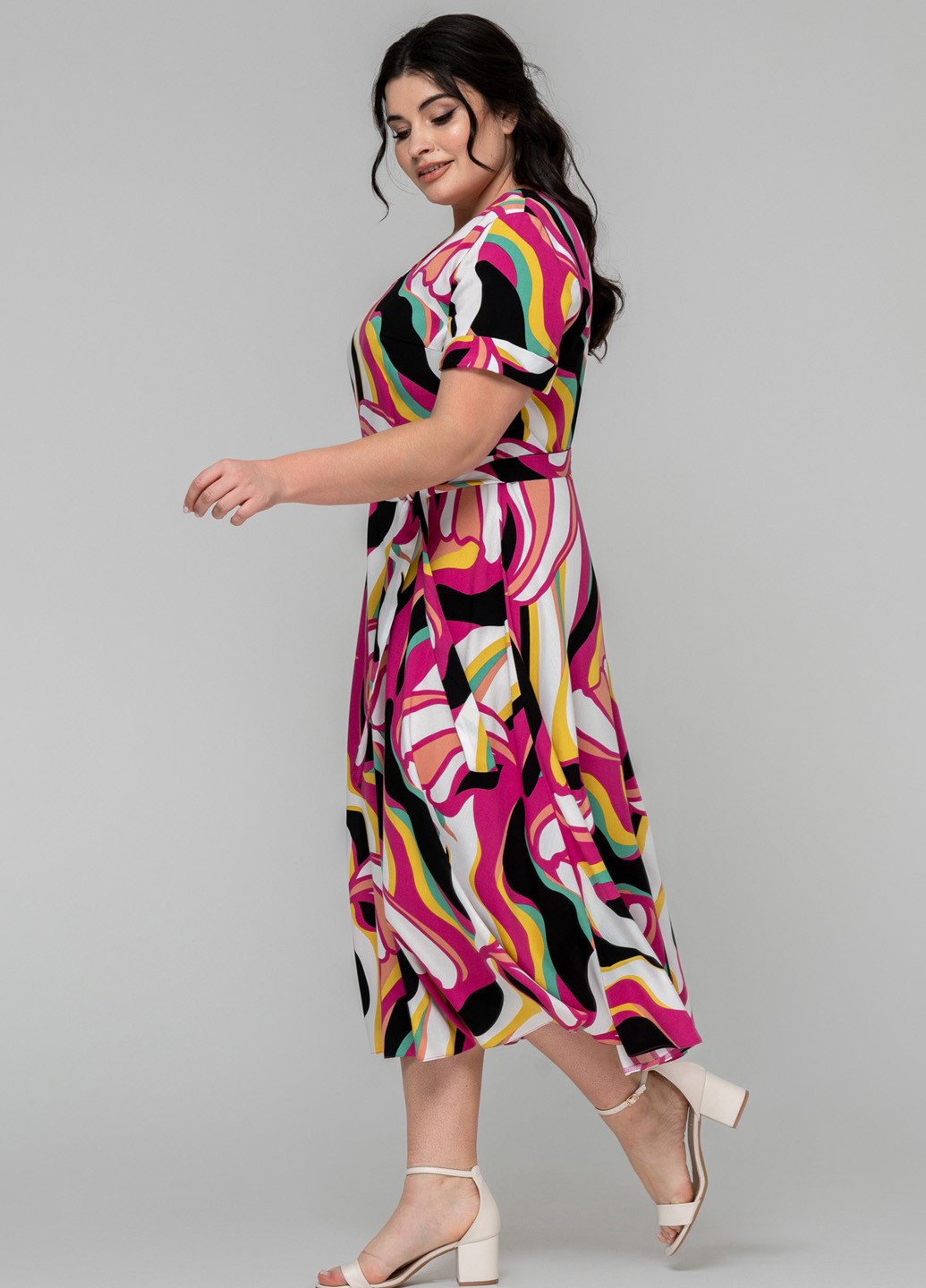 Комбінована кежуал сукня кльош A'll Posa з абстрактним візерунком
