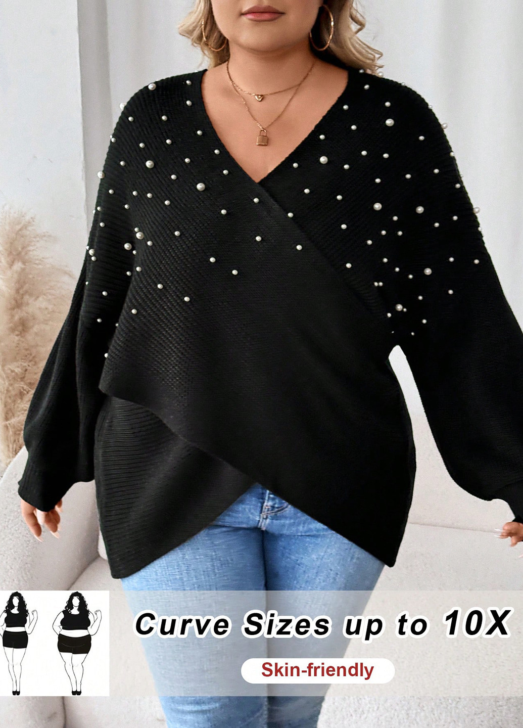 Черный демисезонный пуловер пуловер SHEIN