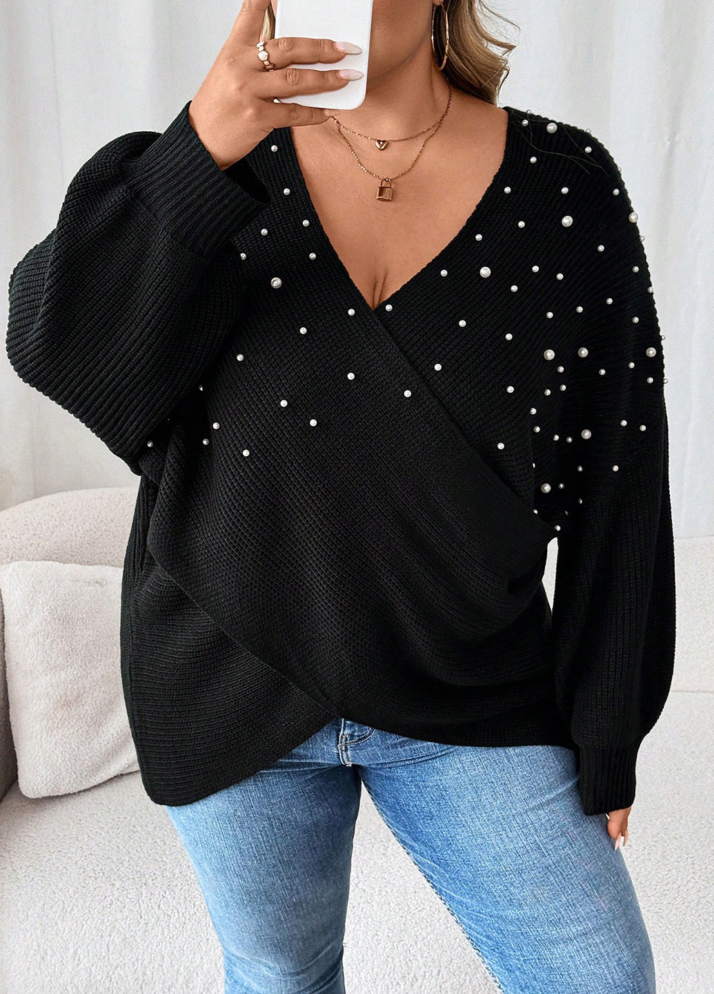 Черный демисезонный пуловер пуловер SHEIN