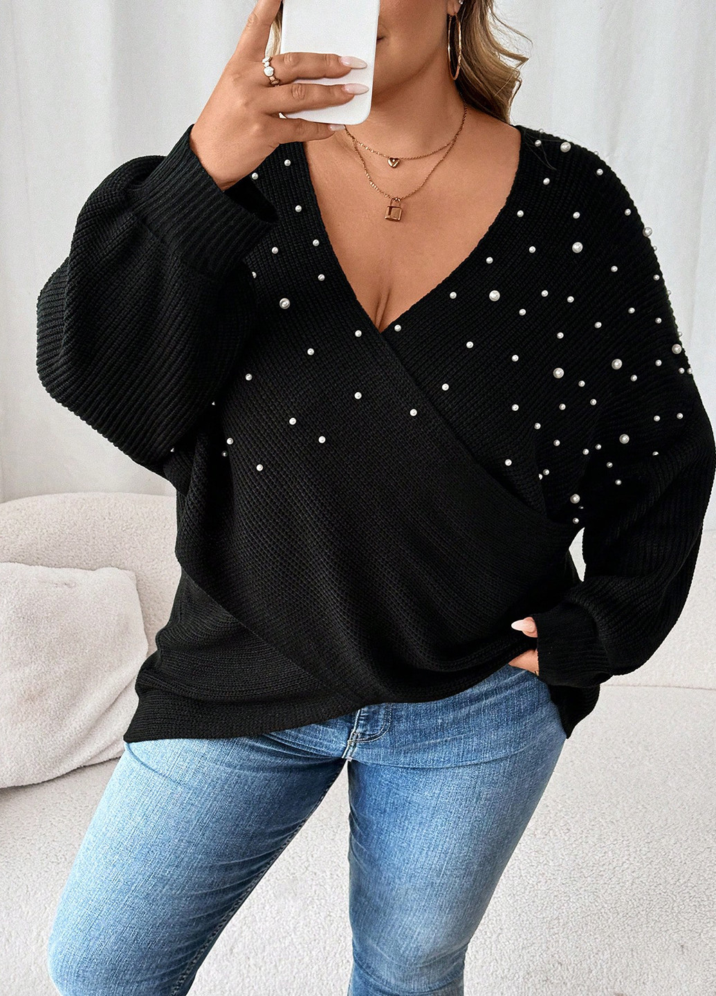 Черный демисезонный пуловер пуловер SHEIN