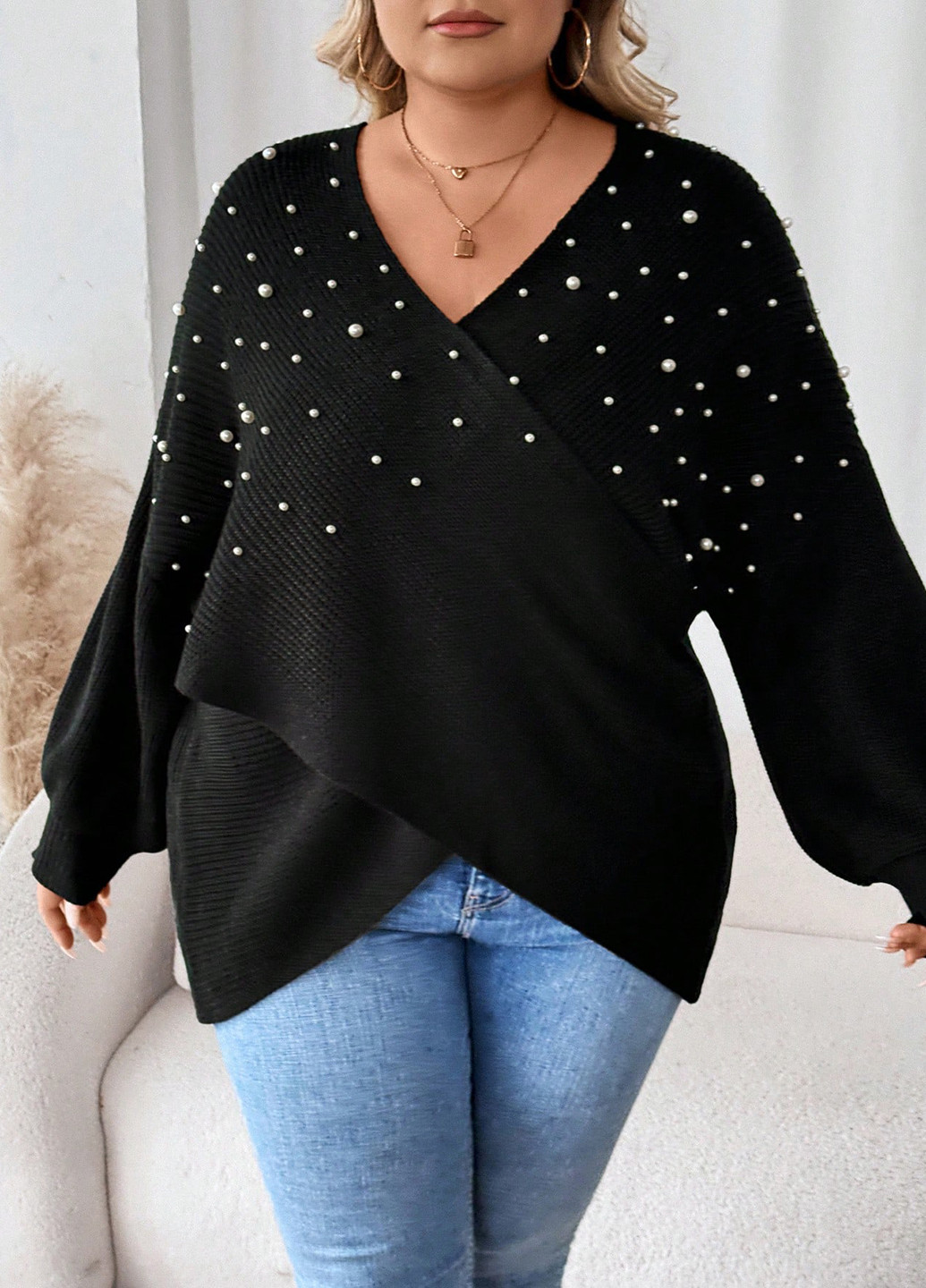 Черный демисезонный пуловер пуловер SHEIN