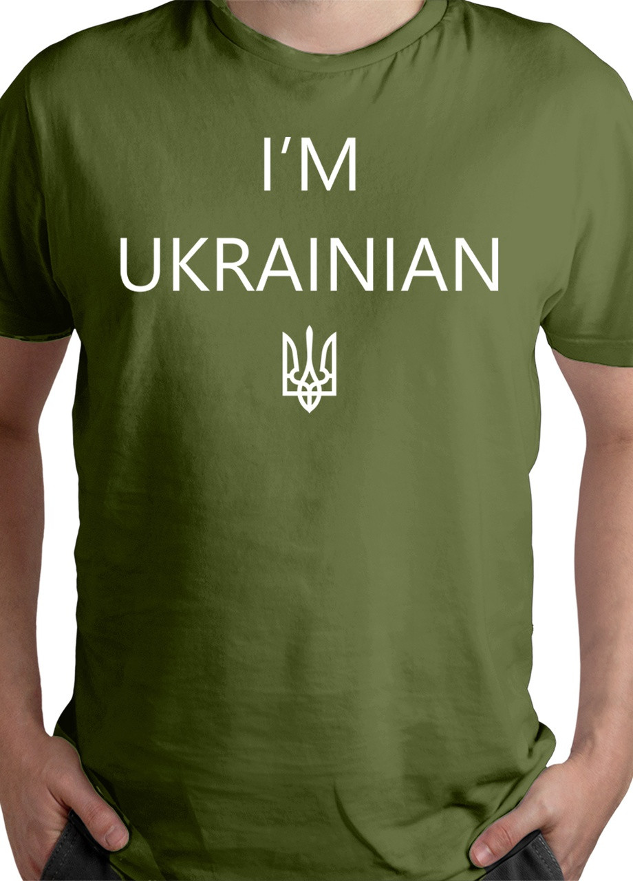 Оливкова футболка чоловіча 19м319-17-р2 з патріотичним принтом з коротким рукавом Malta