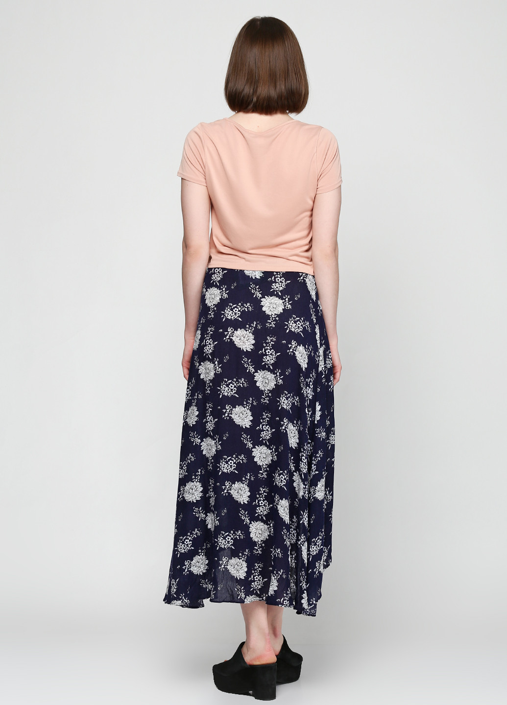 Темно-синяя кэжуал цветочной расцветки юбка Miami Style макси