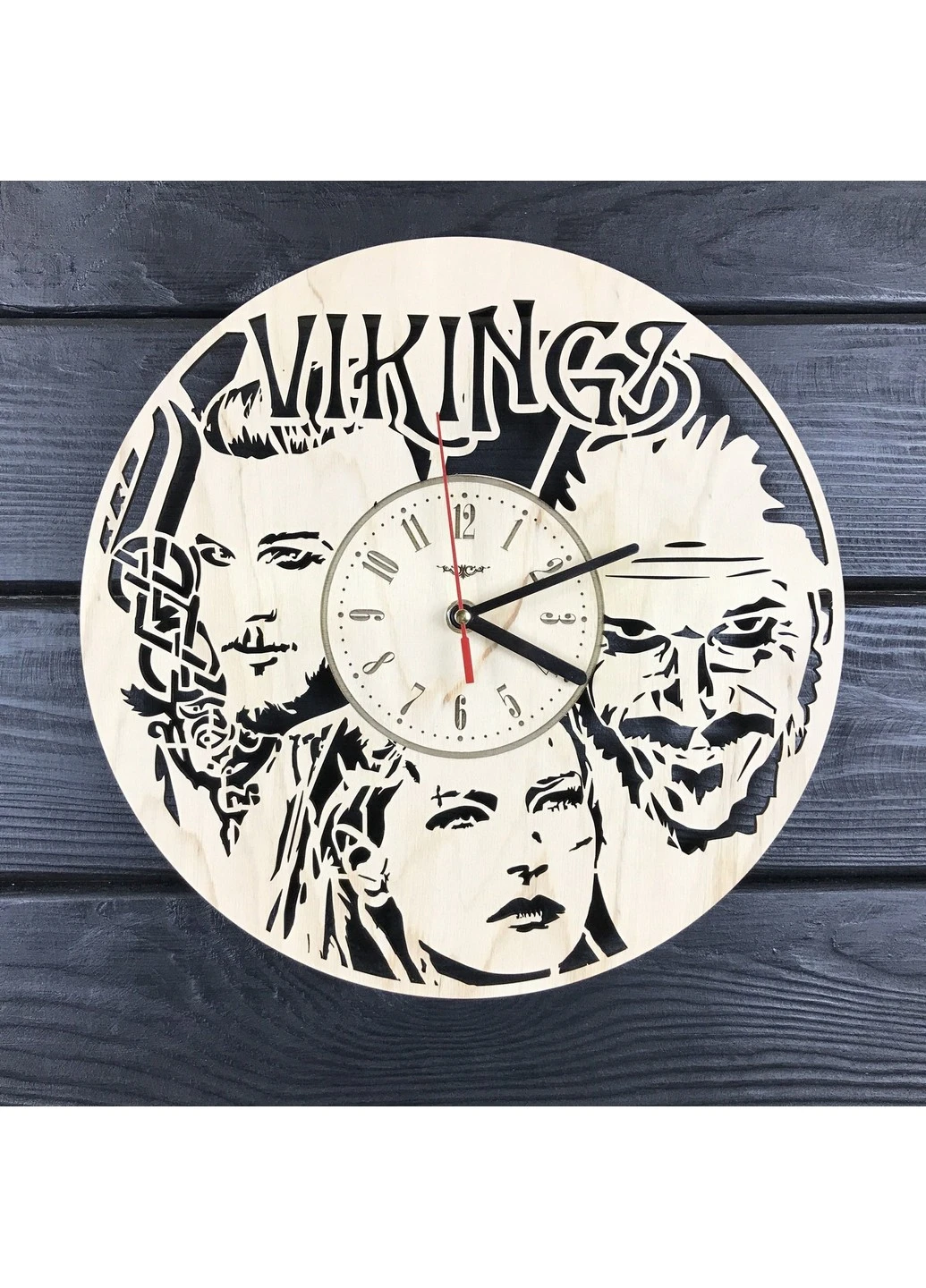 Бесшумные настенные часы из дерева «Vikings» 7Arts (253566021)