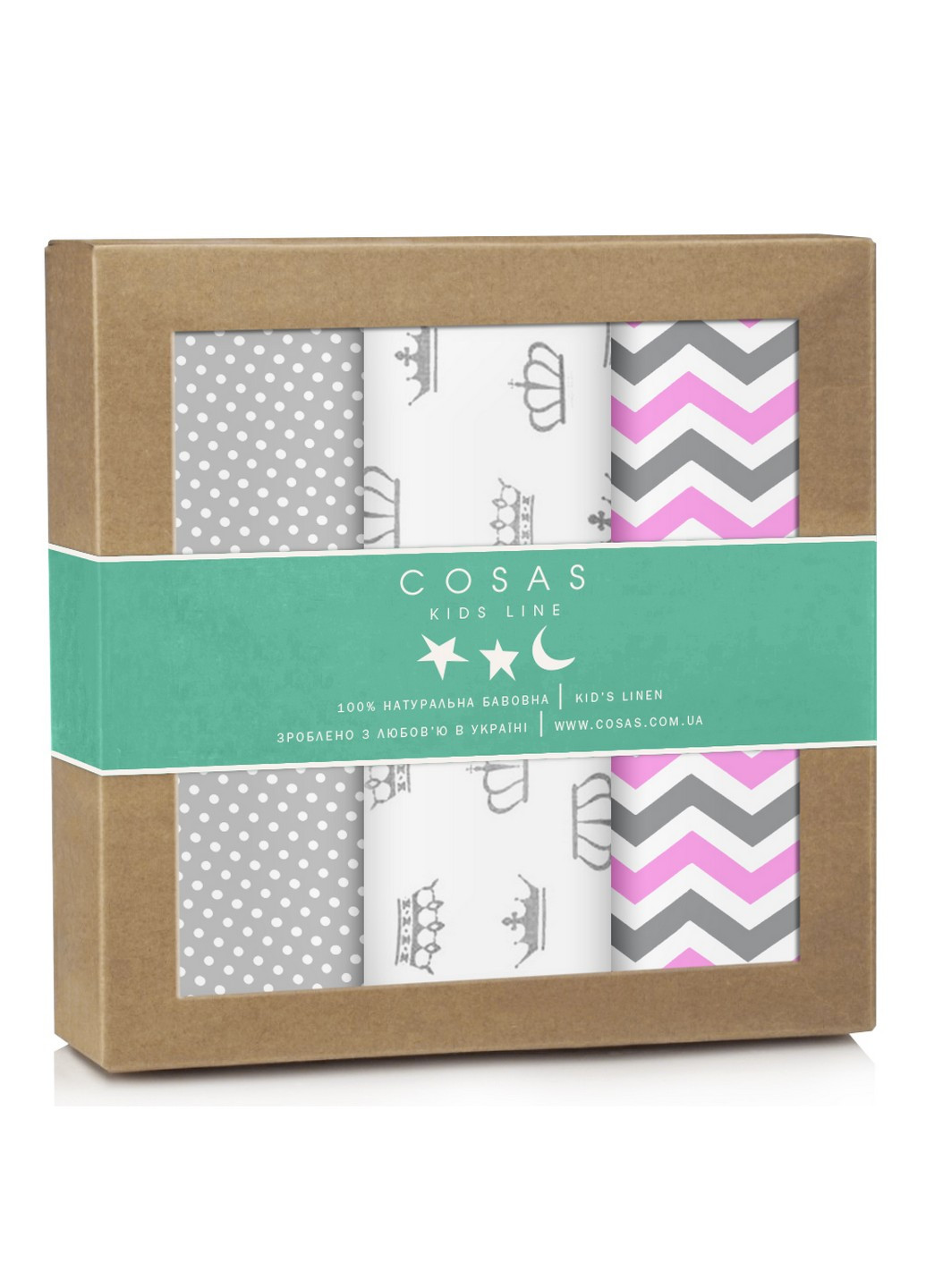 Набір пелюшок бязь CROWN ZIGZAG DOTS (3 шт) Cosas (250498764)