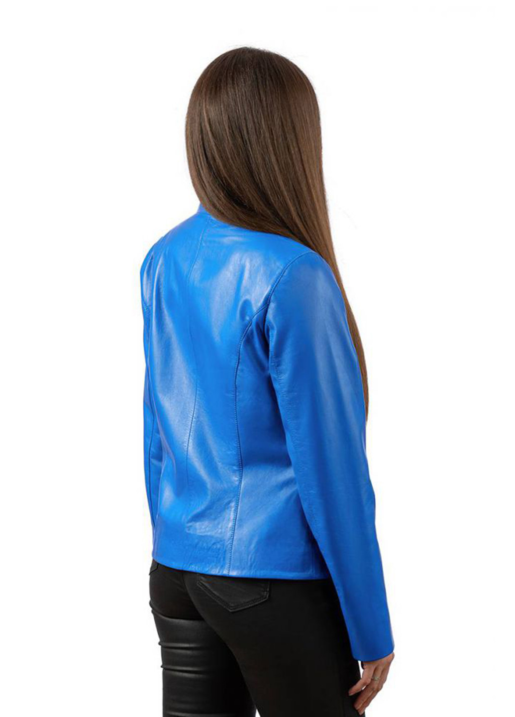 Темно-блакитна демісезонна куртка шкіряна Alberta